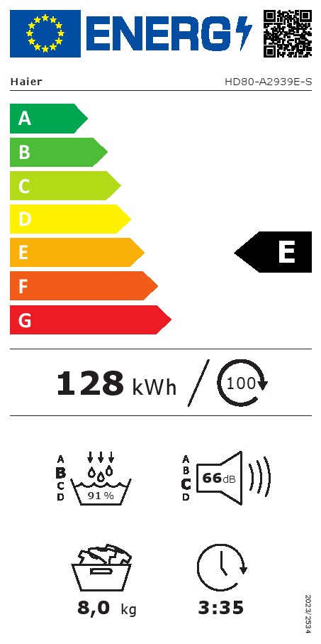 Mašina za sušenje veša Haier HD80-A2939E-S (1) , 8 kg