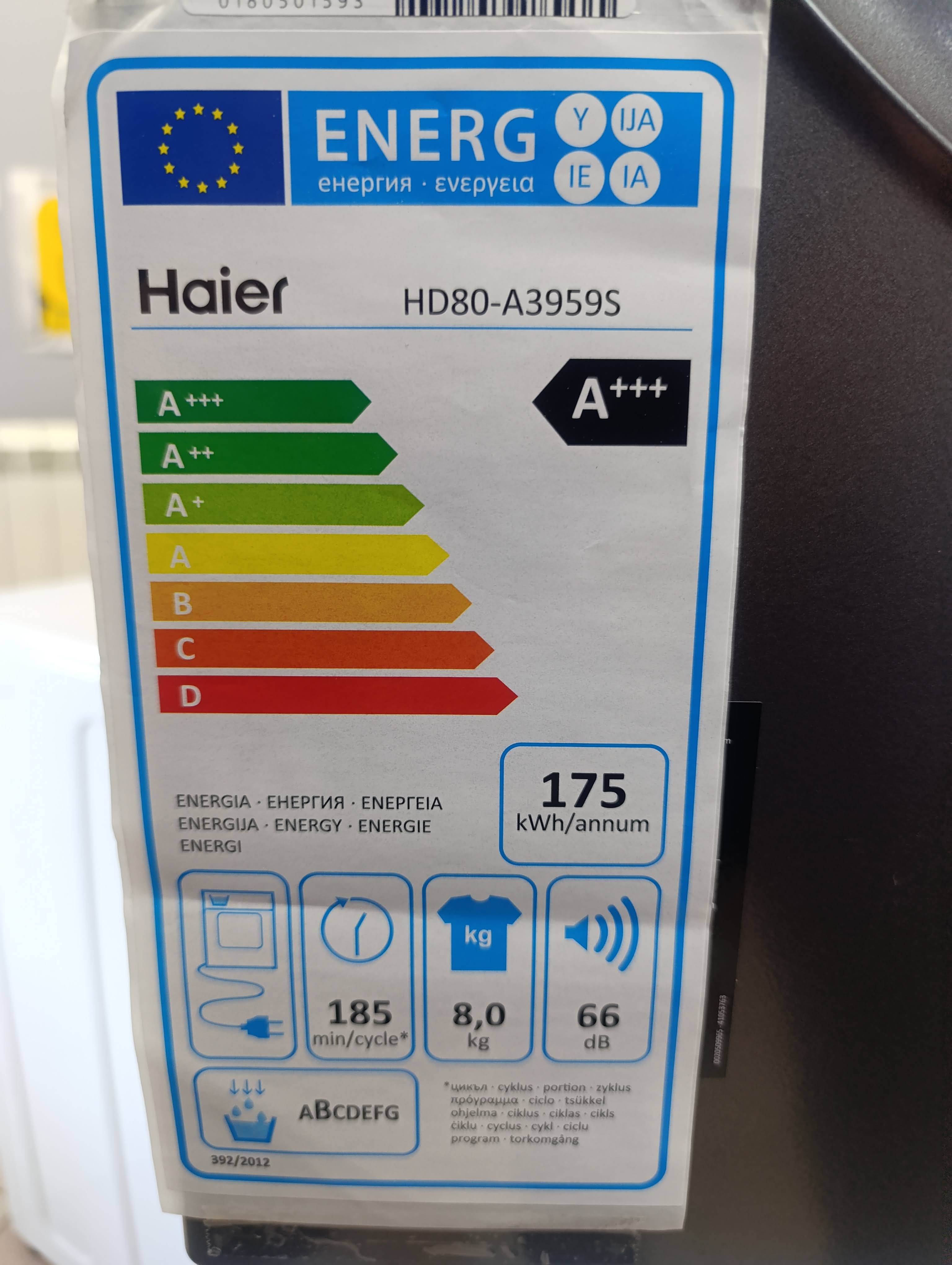 Mašina za sušenje veša Haier HD80-A3959S , 8 kg