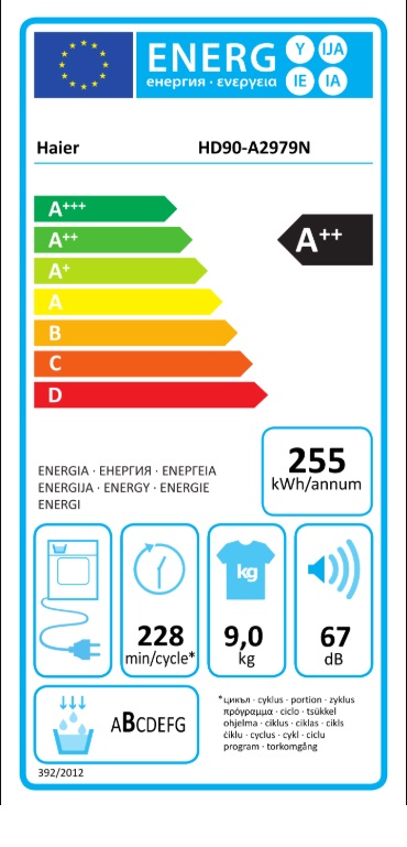 Mašina za sušenje Veša Haier HD90-A2979N, 9 kg. 