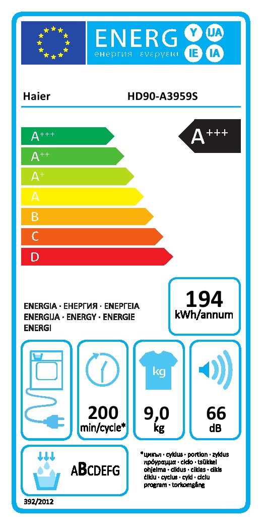 Mašina za sušenje veša Haier HD90-A3959 , 9 kg.