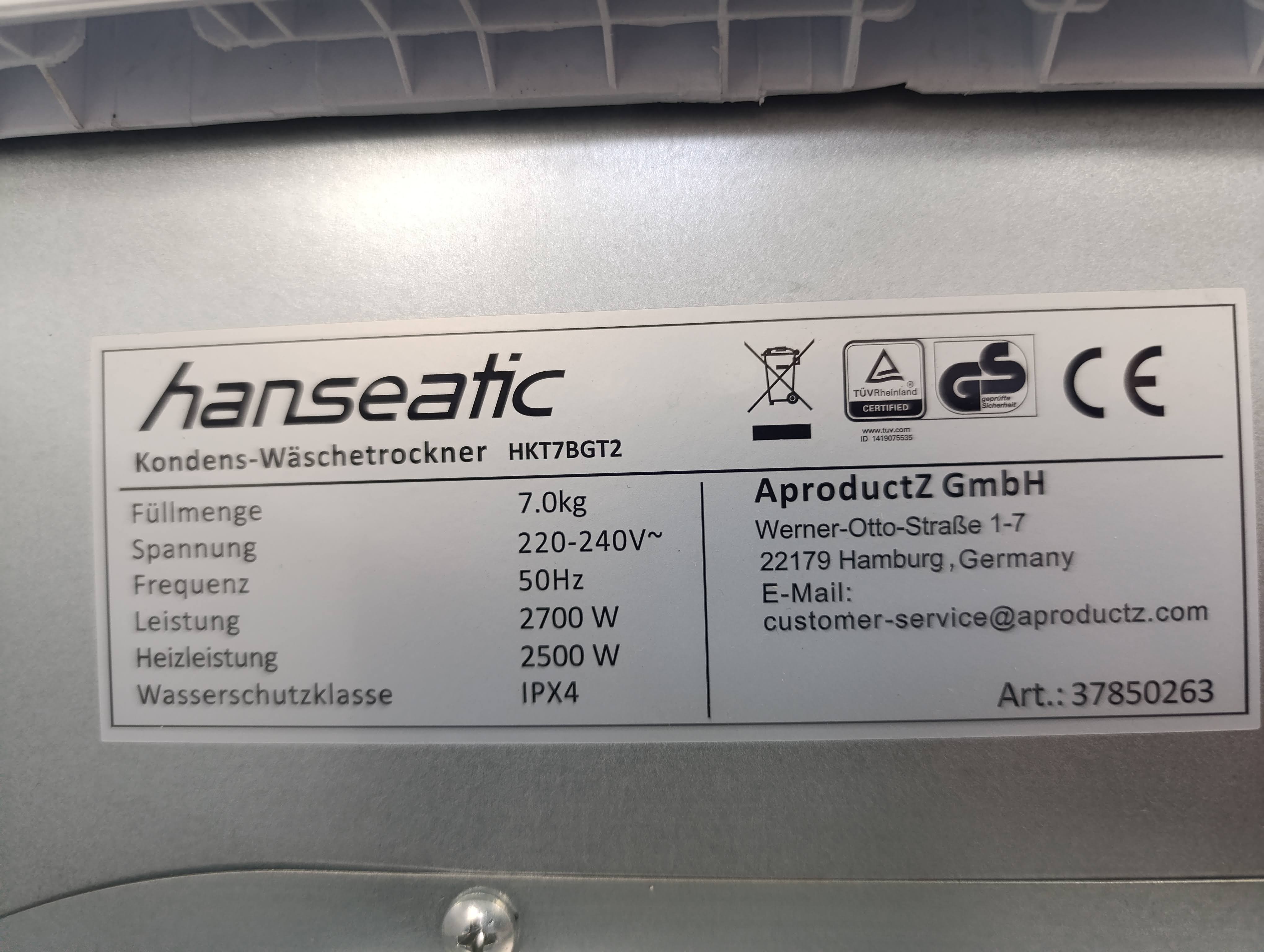 Mašina za sušenje veša Hanseatic HKT8BGT2, 8 kg