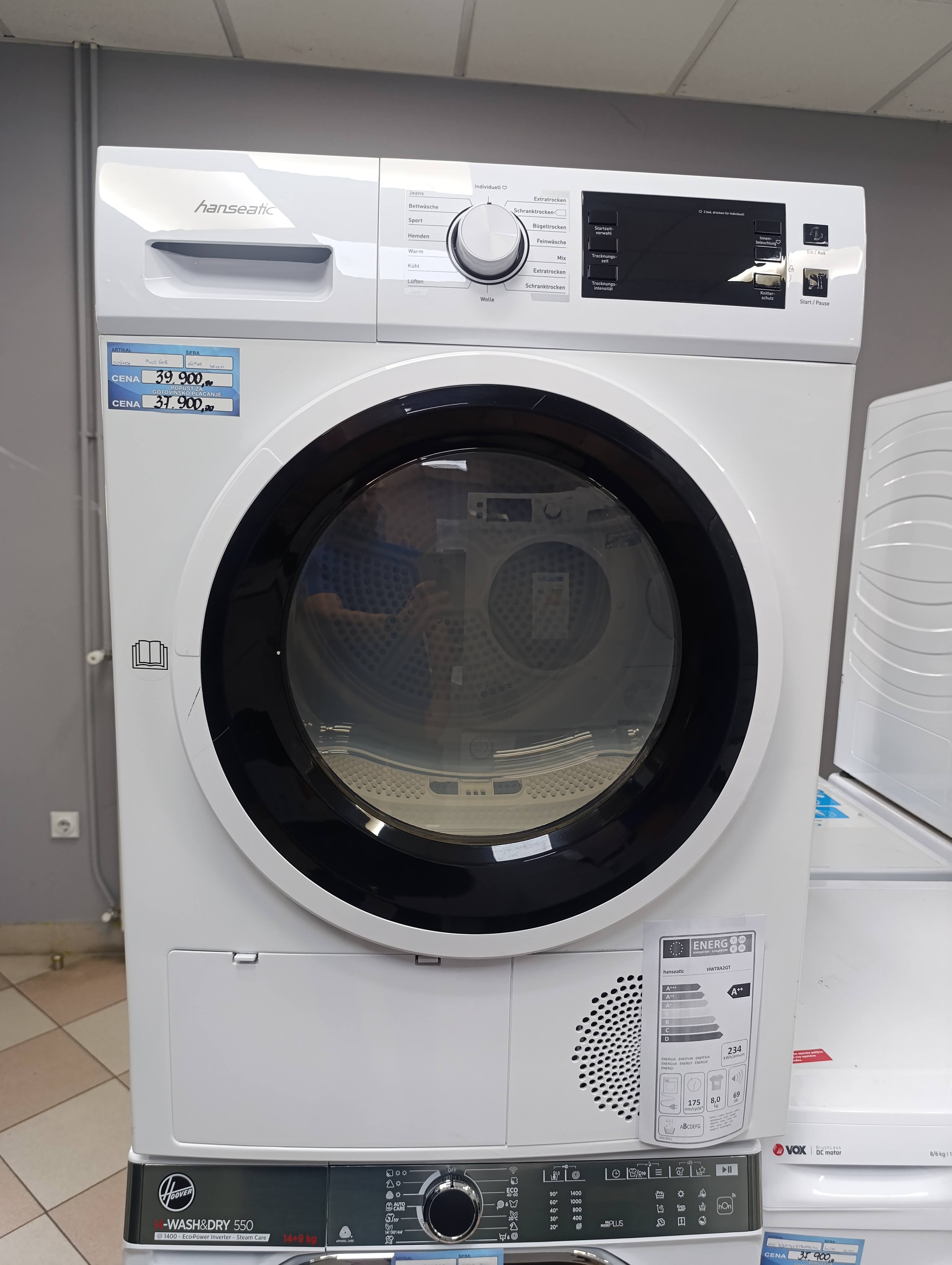 Mašina za sušenje veša Hanseatic HWT8A2GT (2), 8 kg