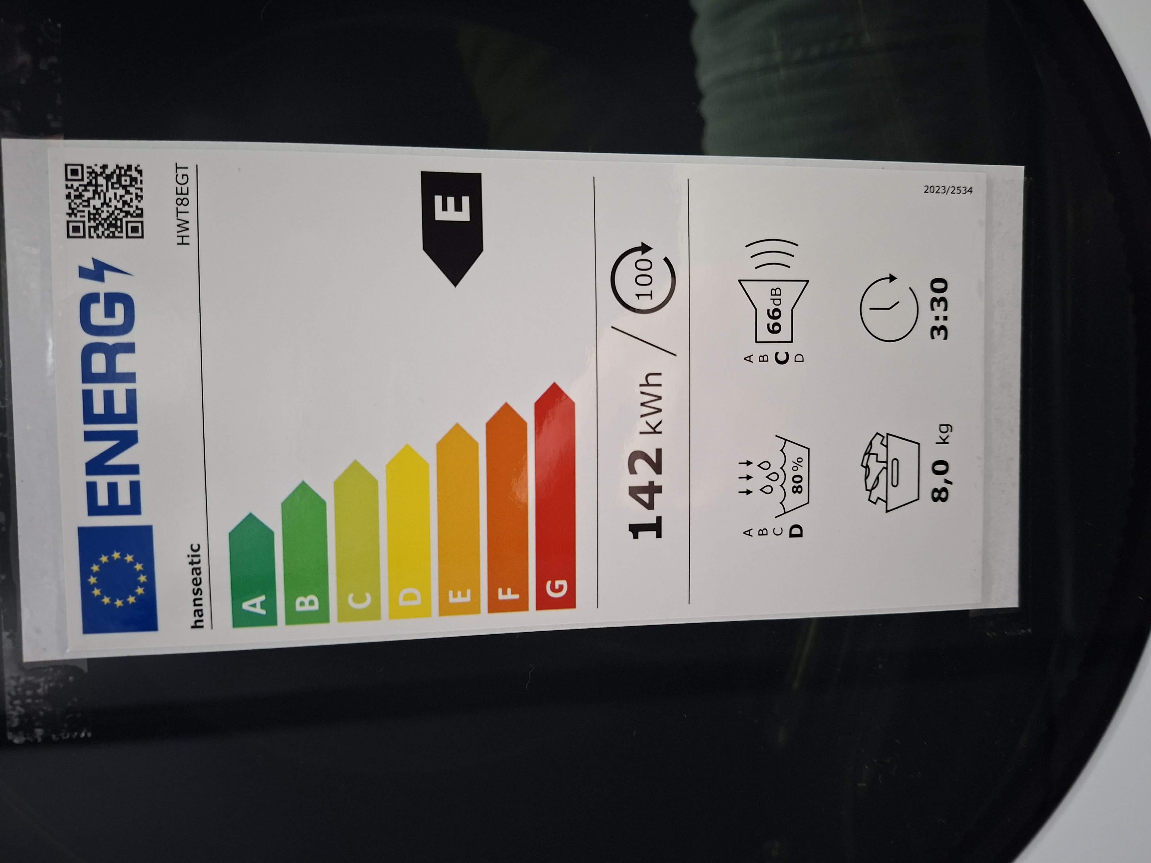 Mašina za sušenje veša Hanseatic HWT8EGT , 8 kg.