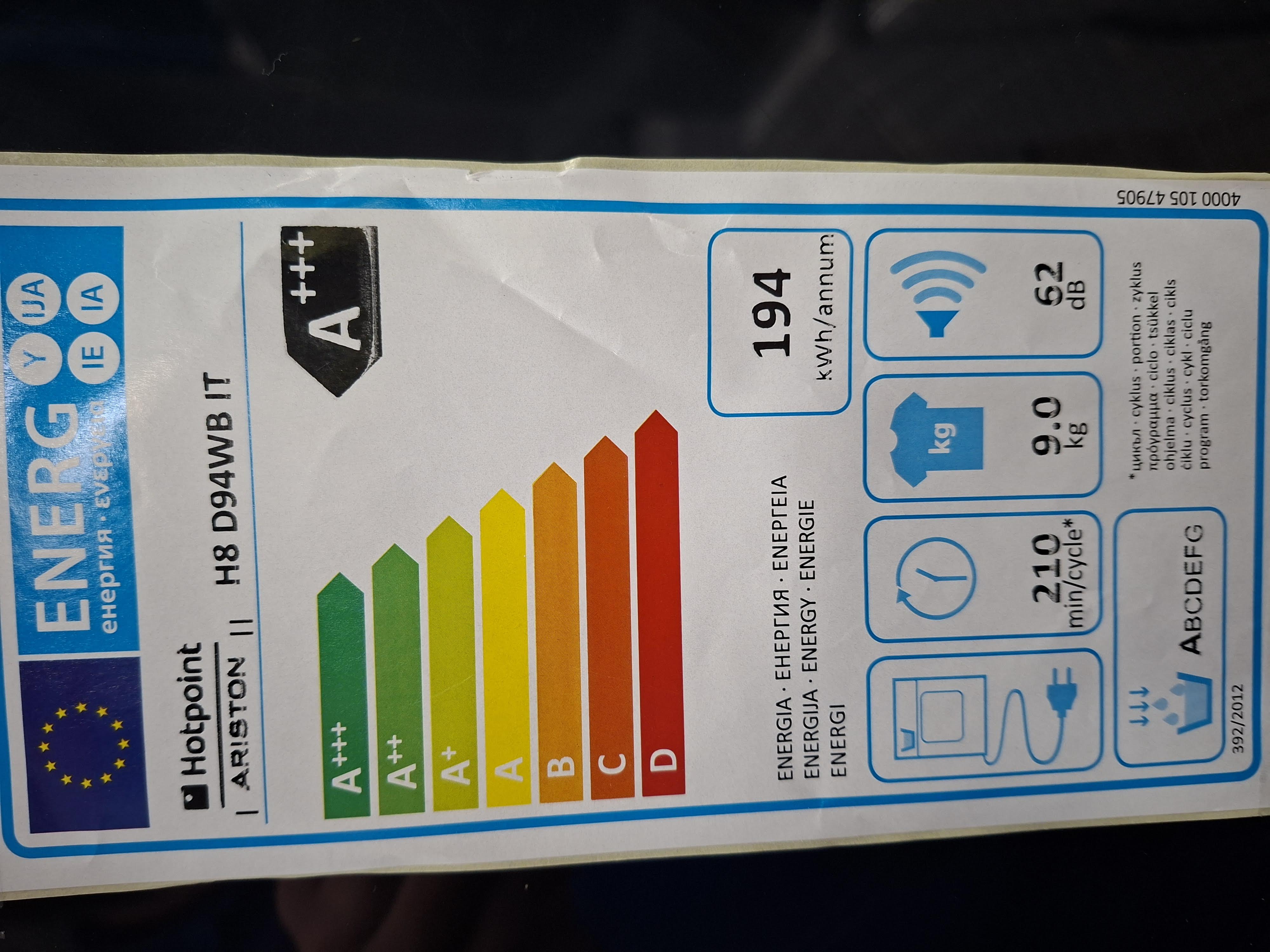 Mašina za sušenje veša Hotpoin Ariston H8 D94WB IT, 9kg