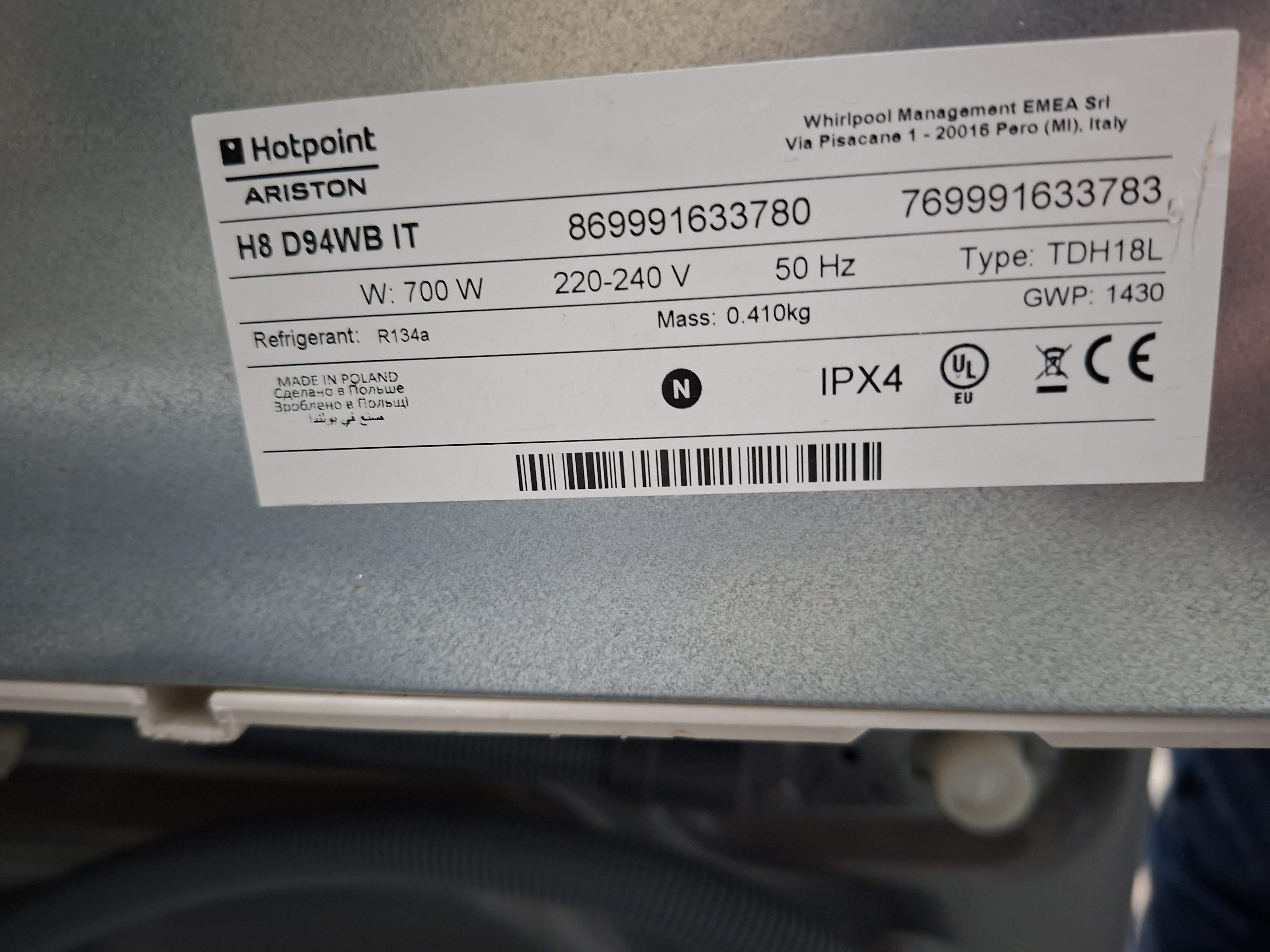Mašina za sušenje veša Hotpoin Ariston H8 D94WB IT, 9kg