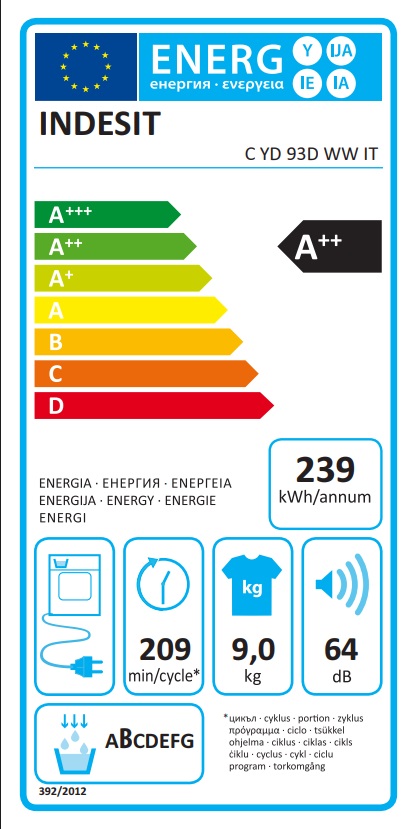 Mašina za sušenje veša Indesit C YD 93D WW IT (2) , 9kg