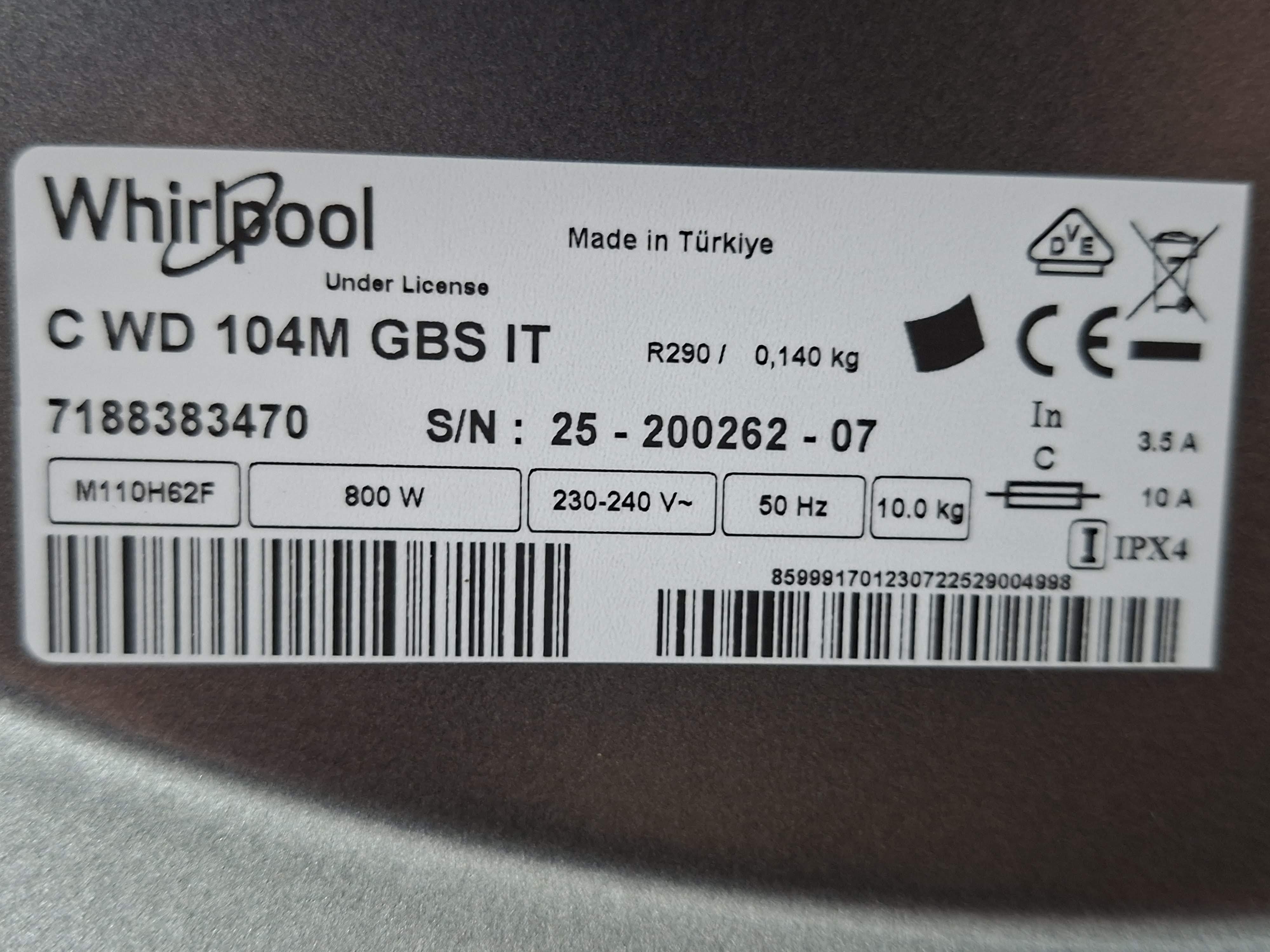 Mašina za sušenje veša Whirlpool C WD 104M GBS IT , 10 kg.