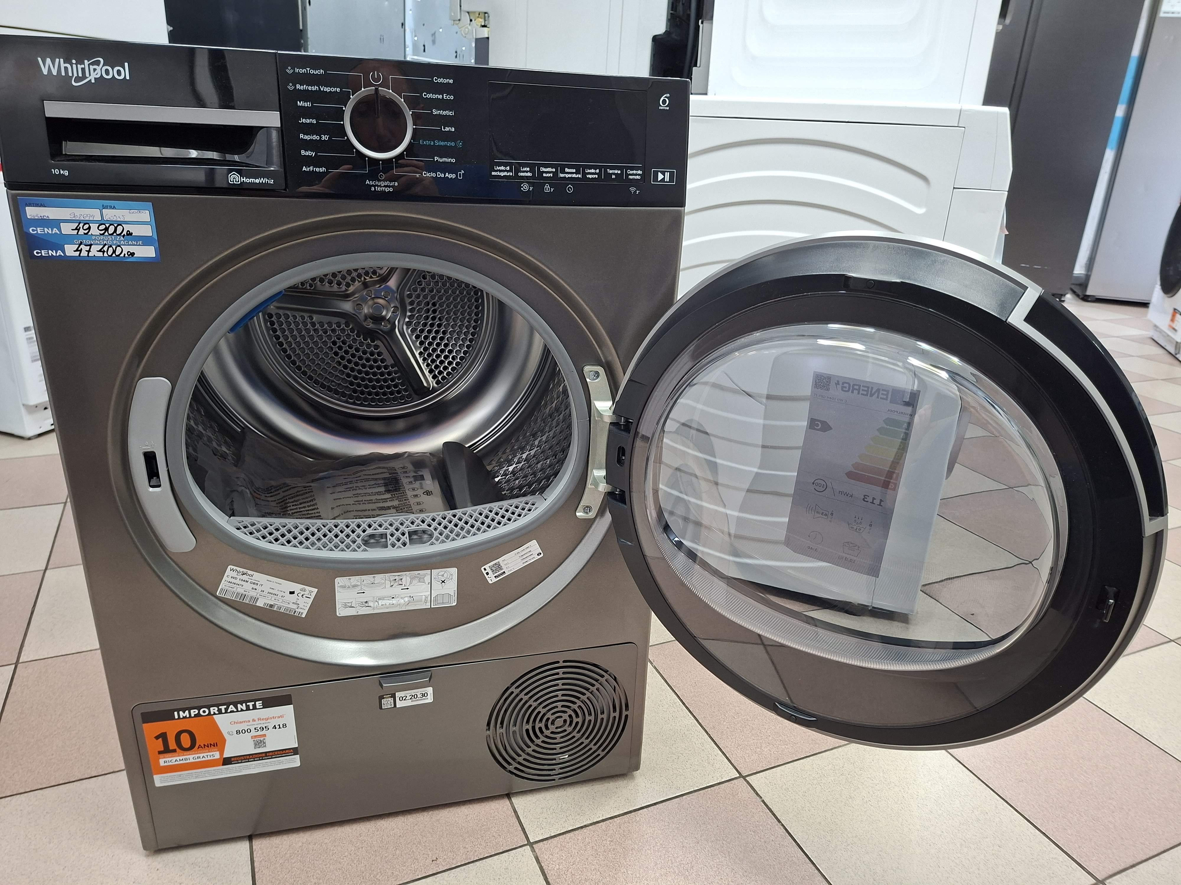 Mašina za sušenje veša Whirlpool C WD 104M GBS IT , 10 kg.