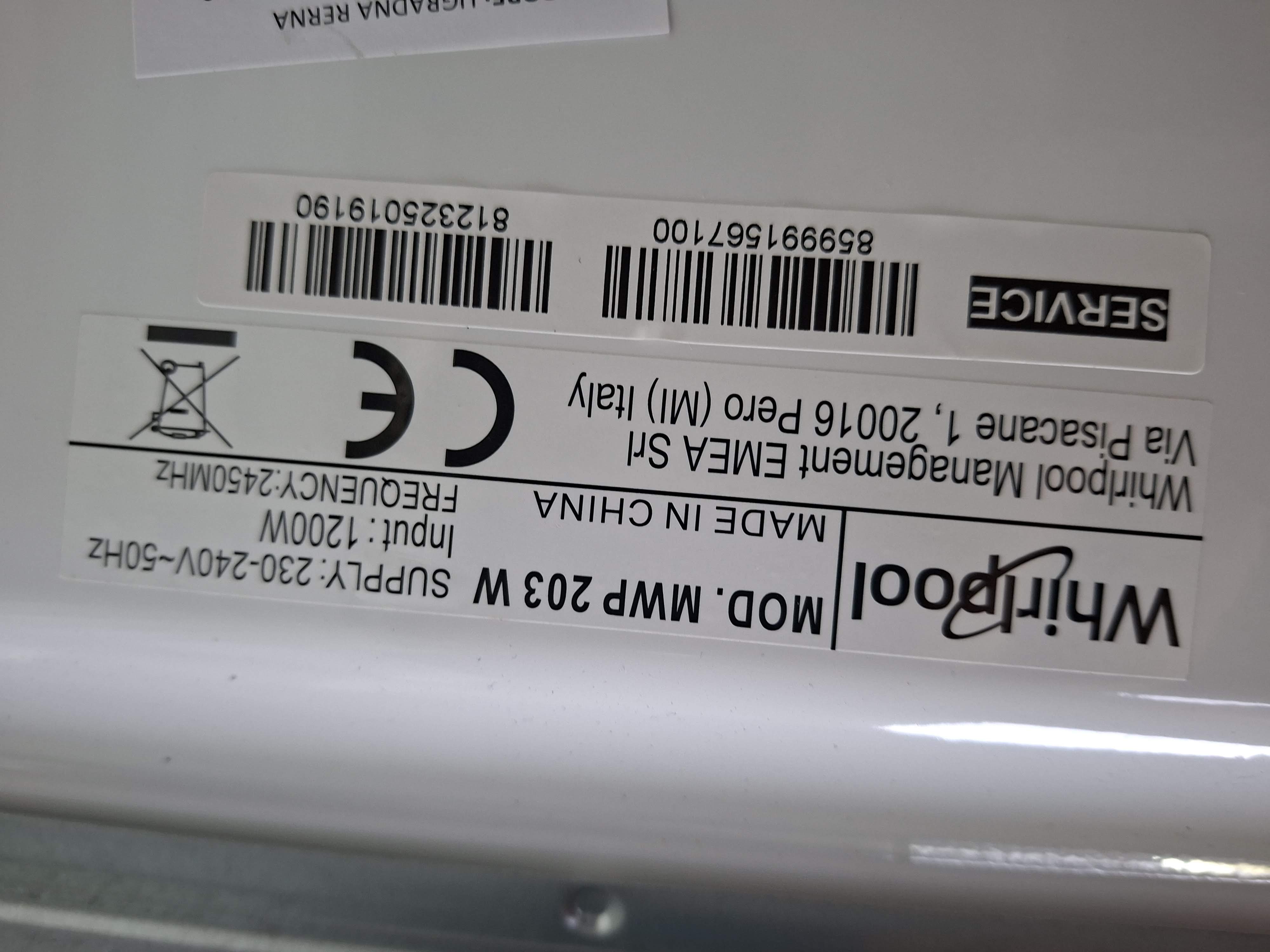 Mikrotalasna NOVA Whirlpool MWP 203 W (2) , 20L