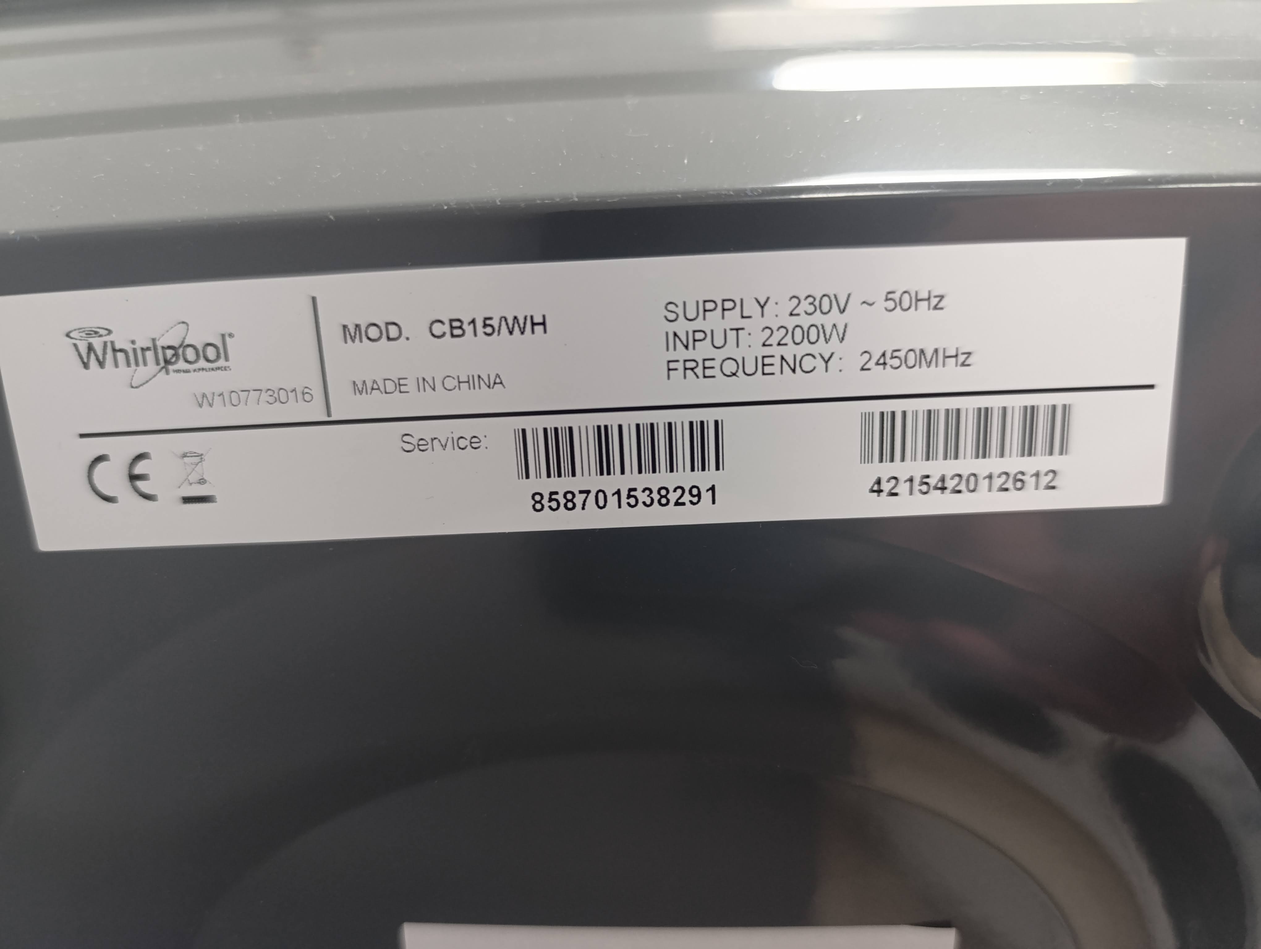 Mikrotalasna Whirlpool CB15/WH CucinaBarilla,29 L