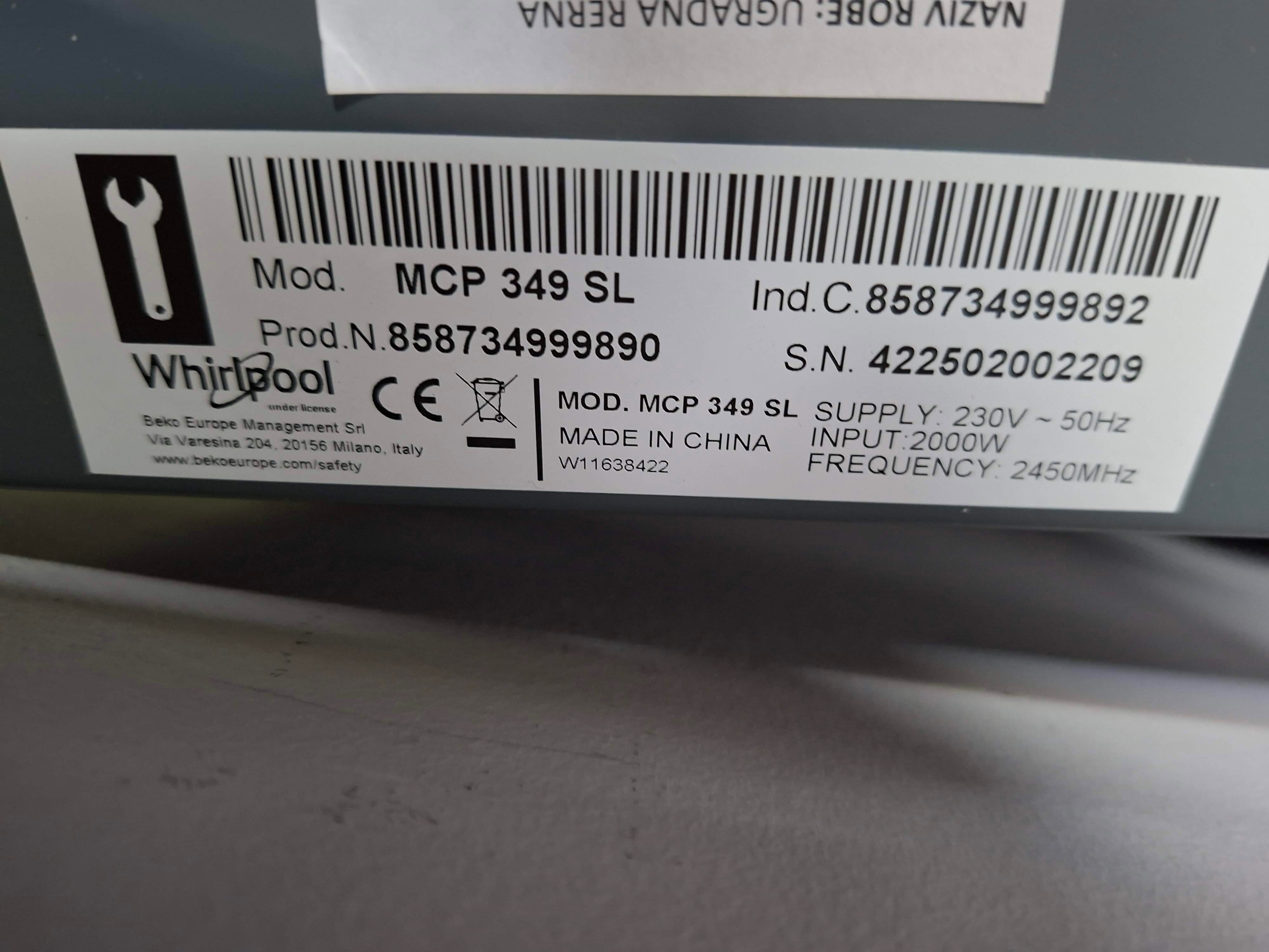 Mikrotalasna Whirlpool MCP 349 SL (2), 25 L