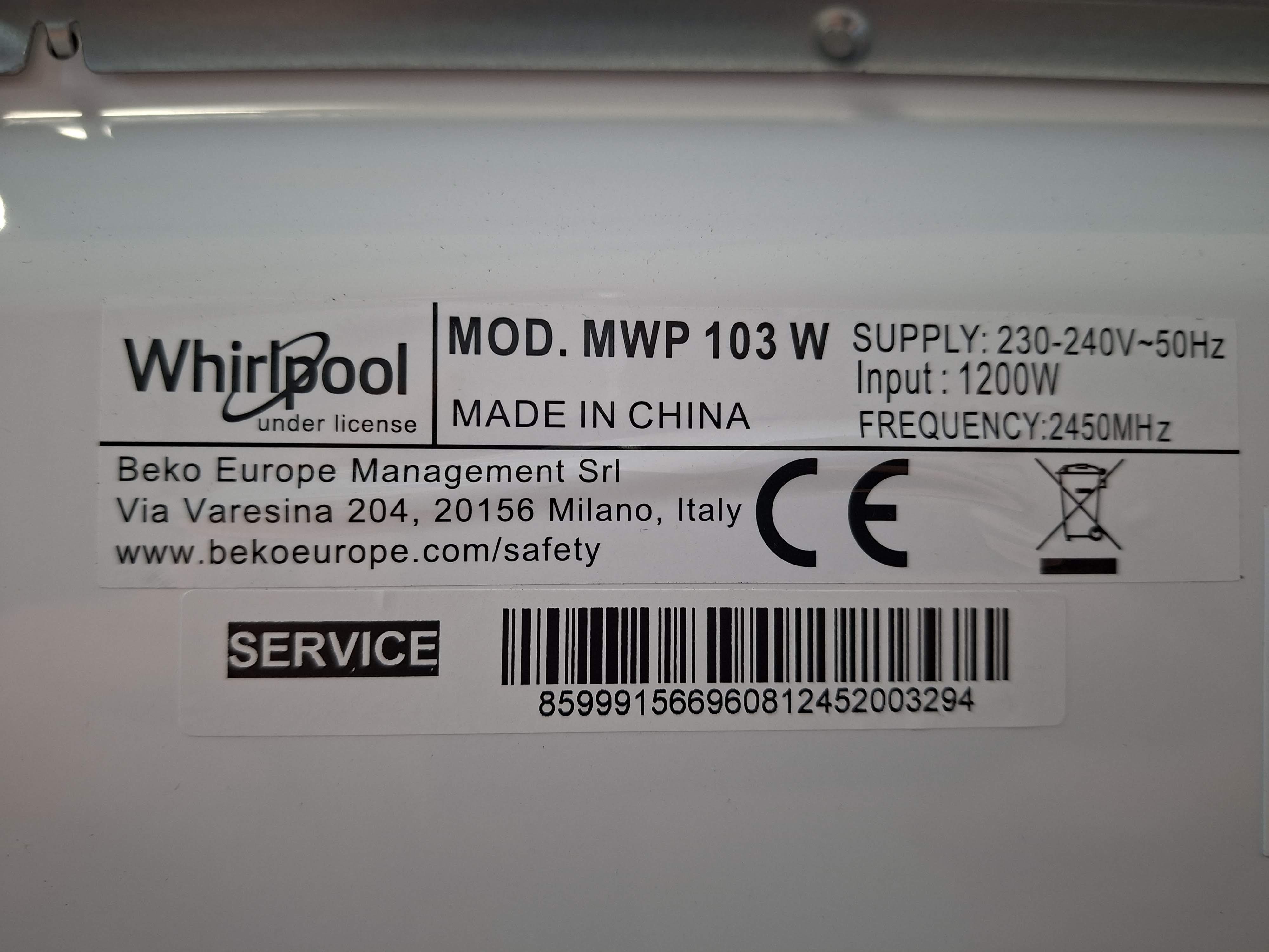 Mikrotalasna Whirlpool MWP 103 W (2) , 20L