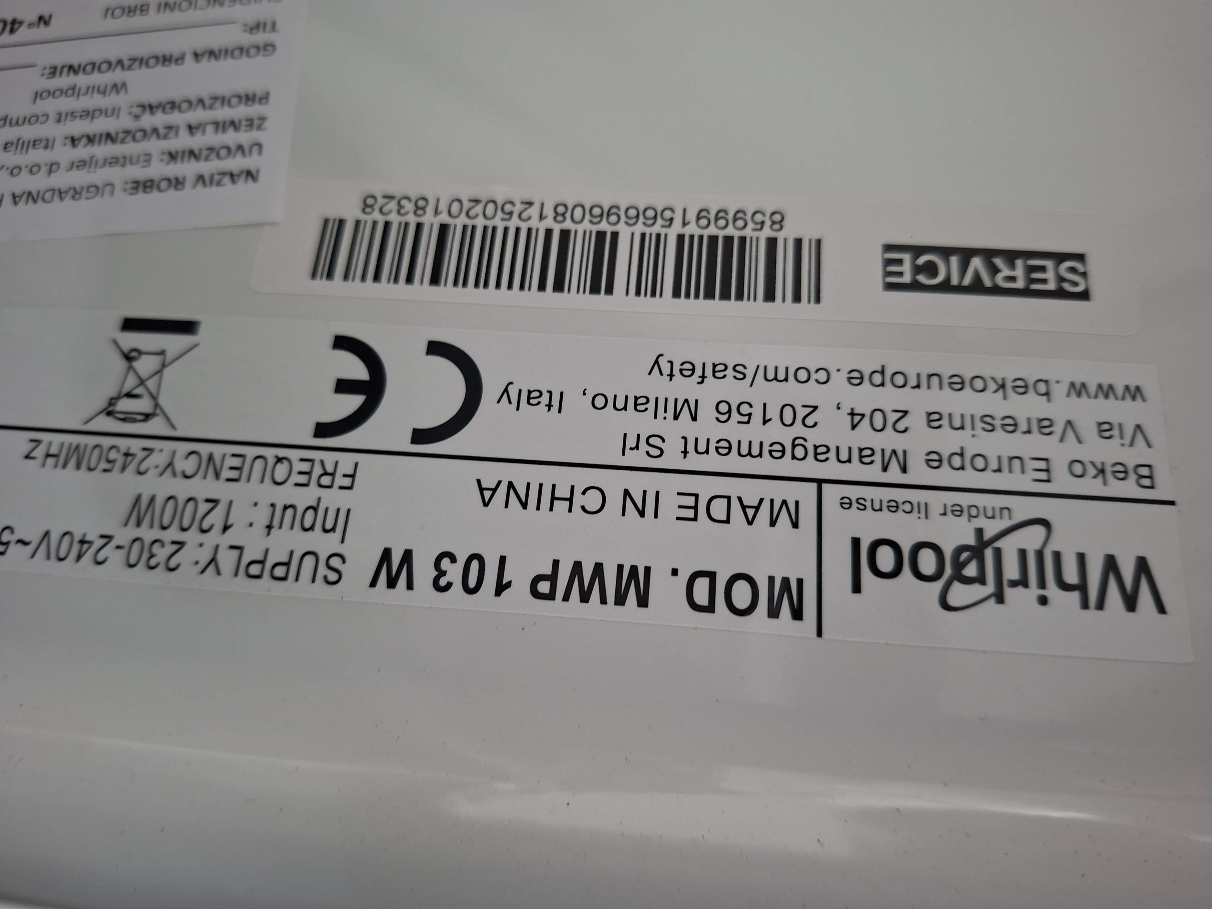 Mikrotalasna Whirlpool MWP 103 W , 20L