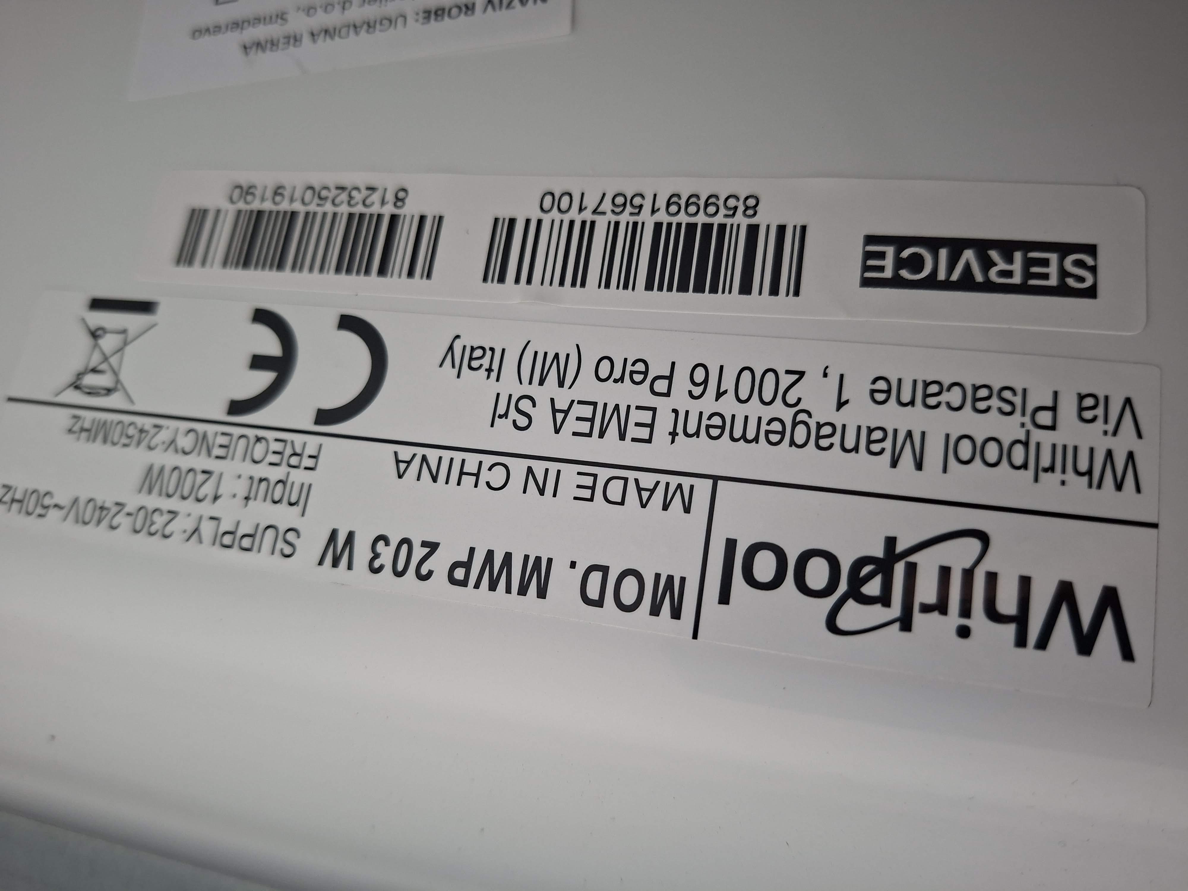 Mikrotalasna Whirlpool MWP 203 W , 20L