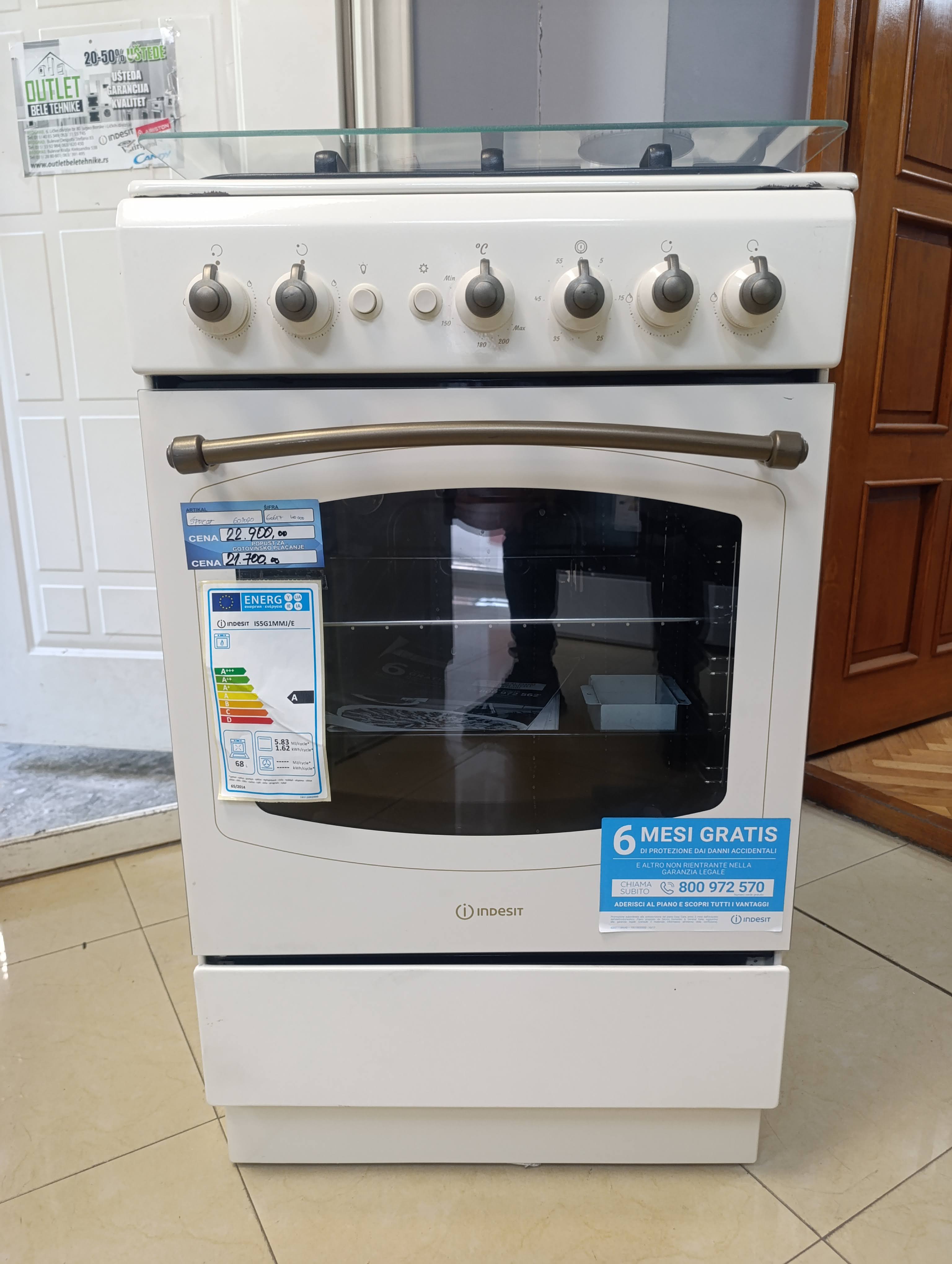 Plinski Sporet Indesit IS5G1MMJ/E, 68L