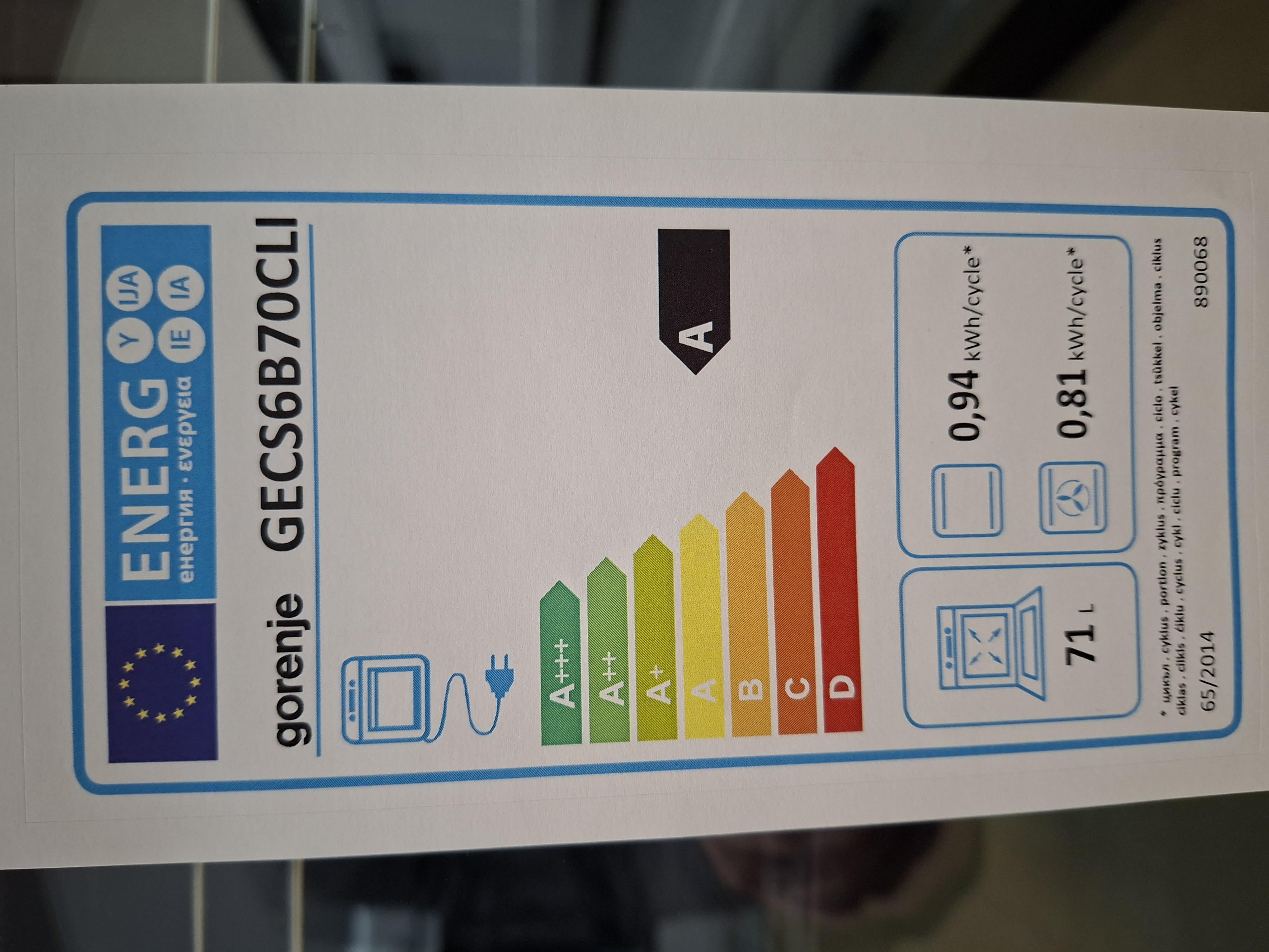 Šporet Gorenje GECS6B70CLI , 71l