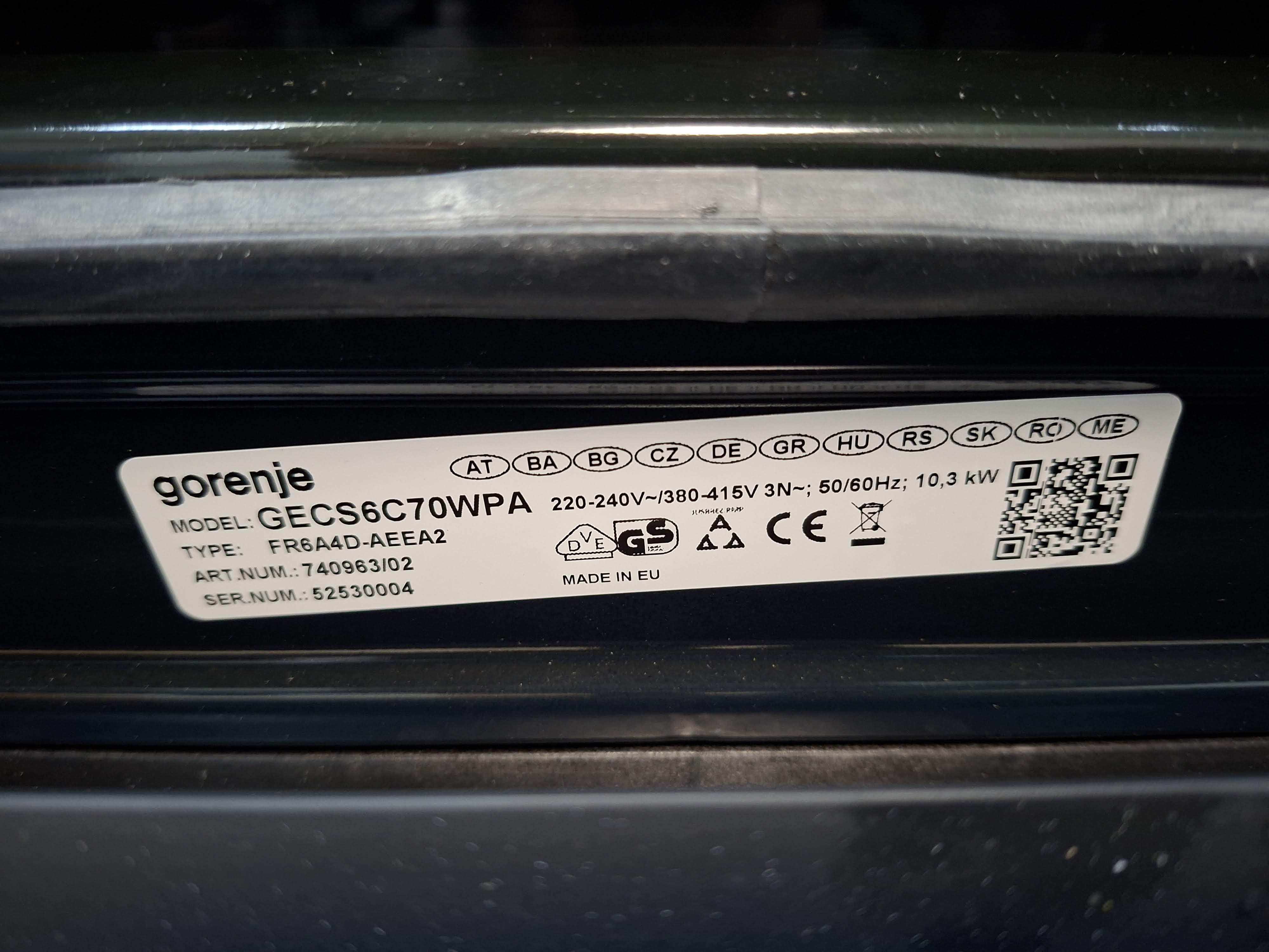 Šporet Gorenje GECS6C70WPA , 71 litara, 60cm