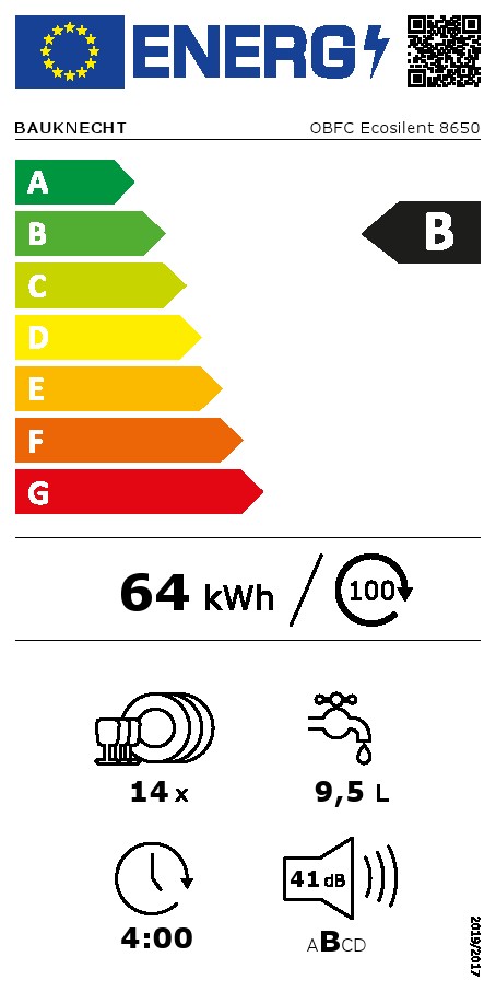 Sudo mašina Bauknecht OBFC Ecosilent 8650 , 14 kompleta