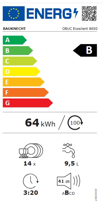 Sudo mašina Bauknecht OBUC Ecosilent 8650 , 14 kompleta