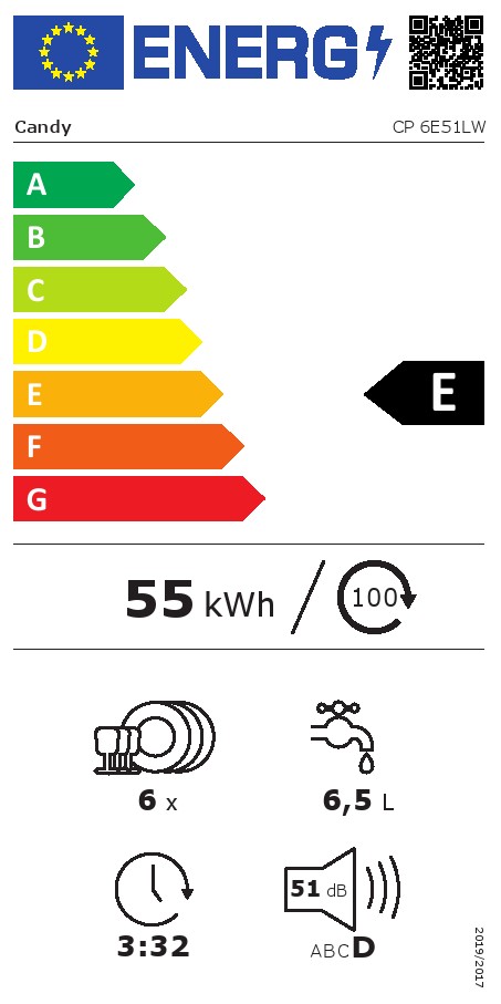 Sudo mašina Candy CP 6E51LW , 6 kompleta