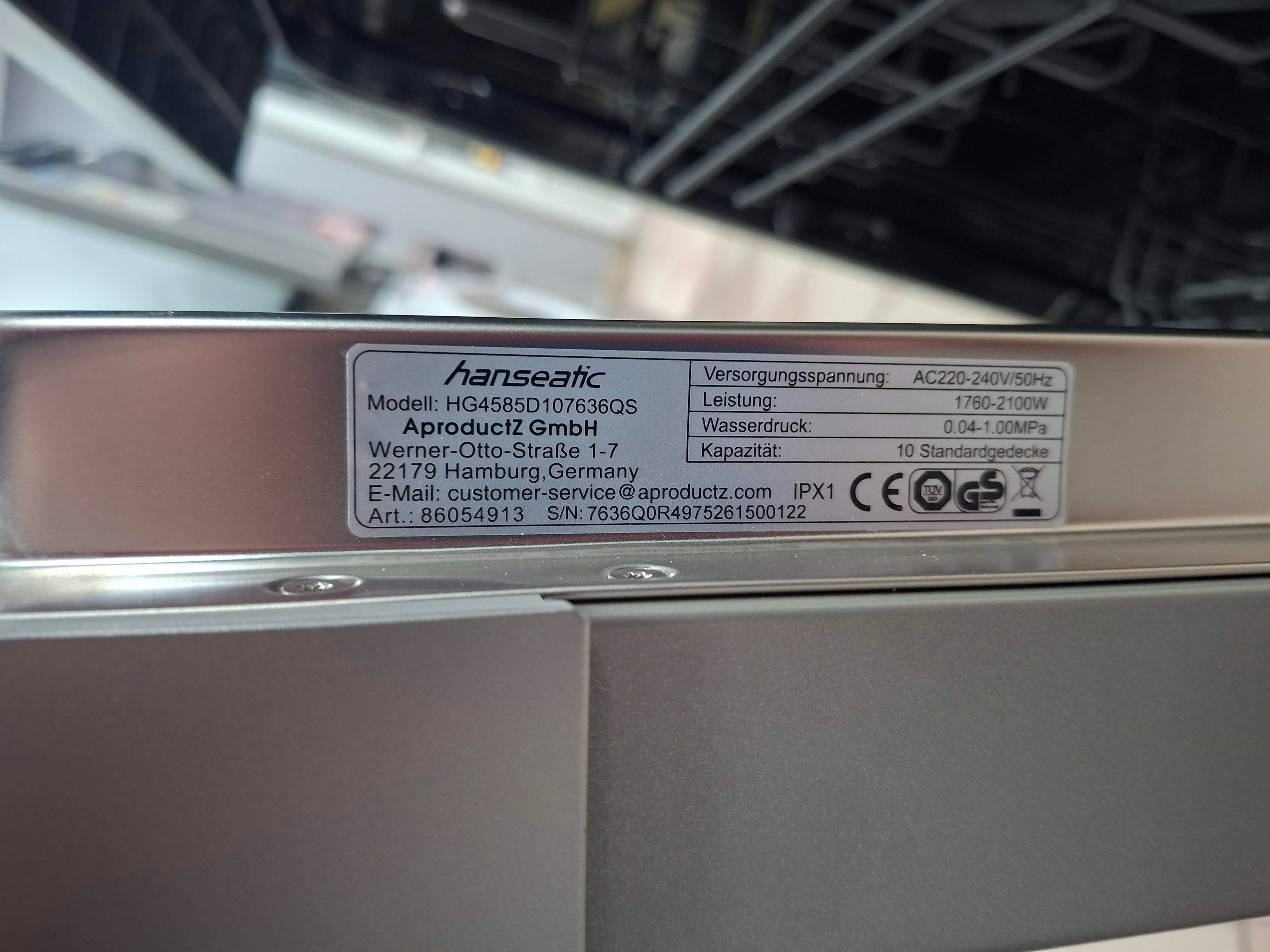 Sudo mašina Hanseatic HG4585D107636QS , 10 kompleta