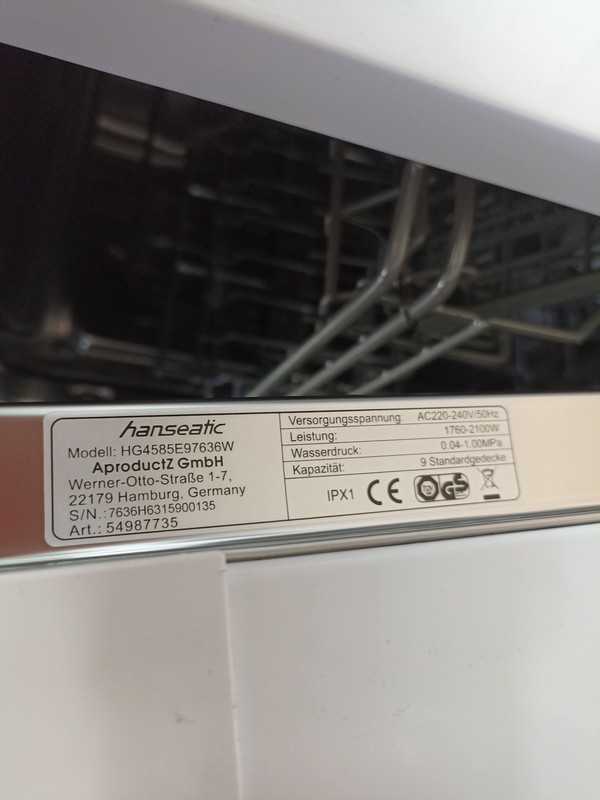 Sudo mašina Hanseatic HG4585E97636W (2), 9 kompleta