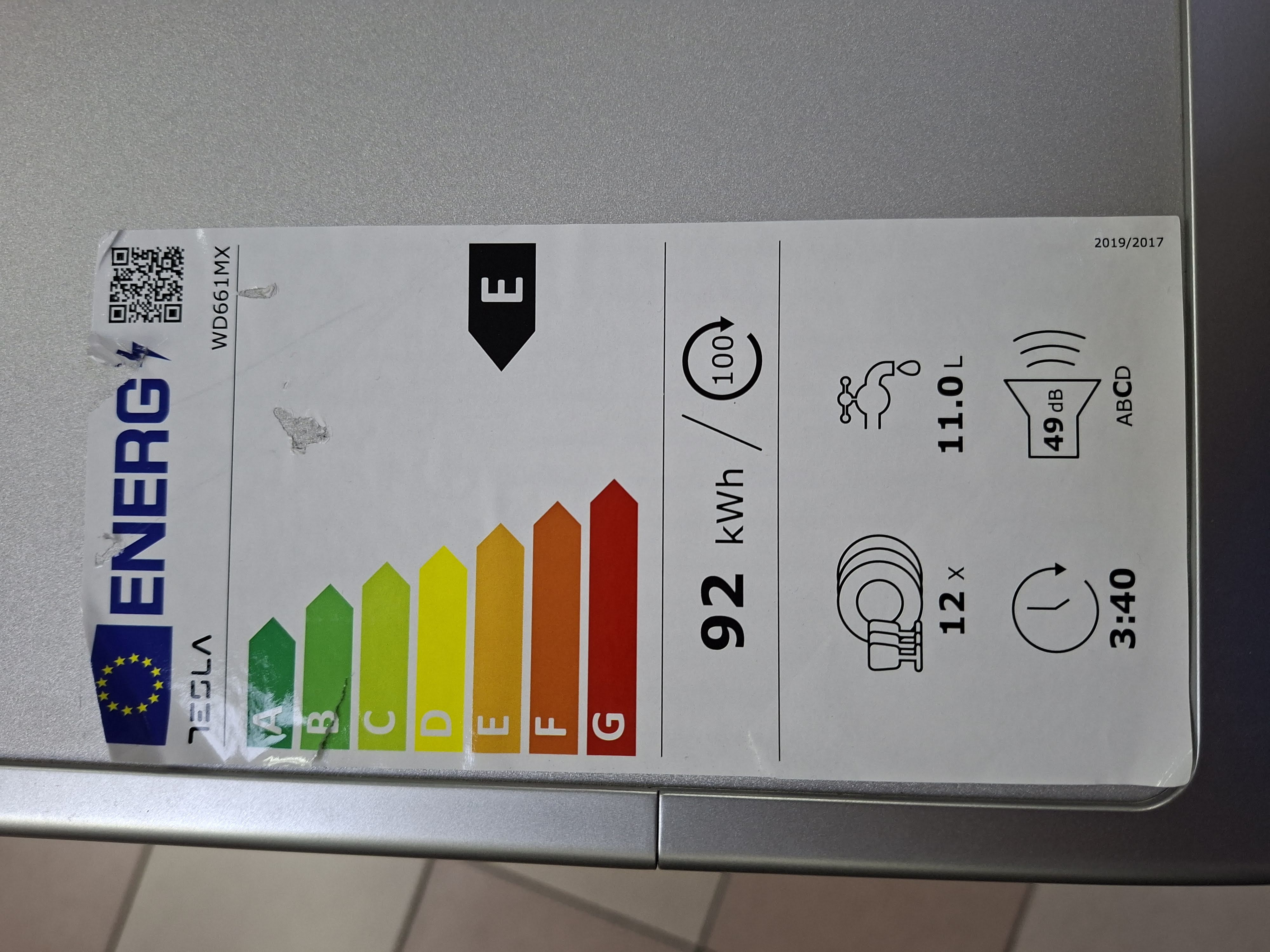 Sudo mašina Tesla WD661MX, 60cm