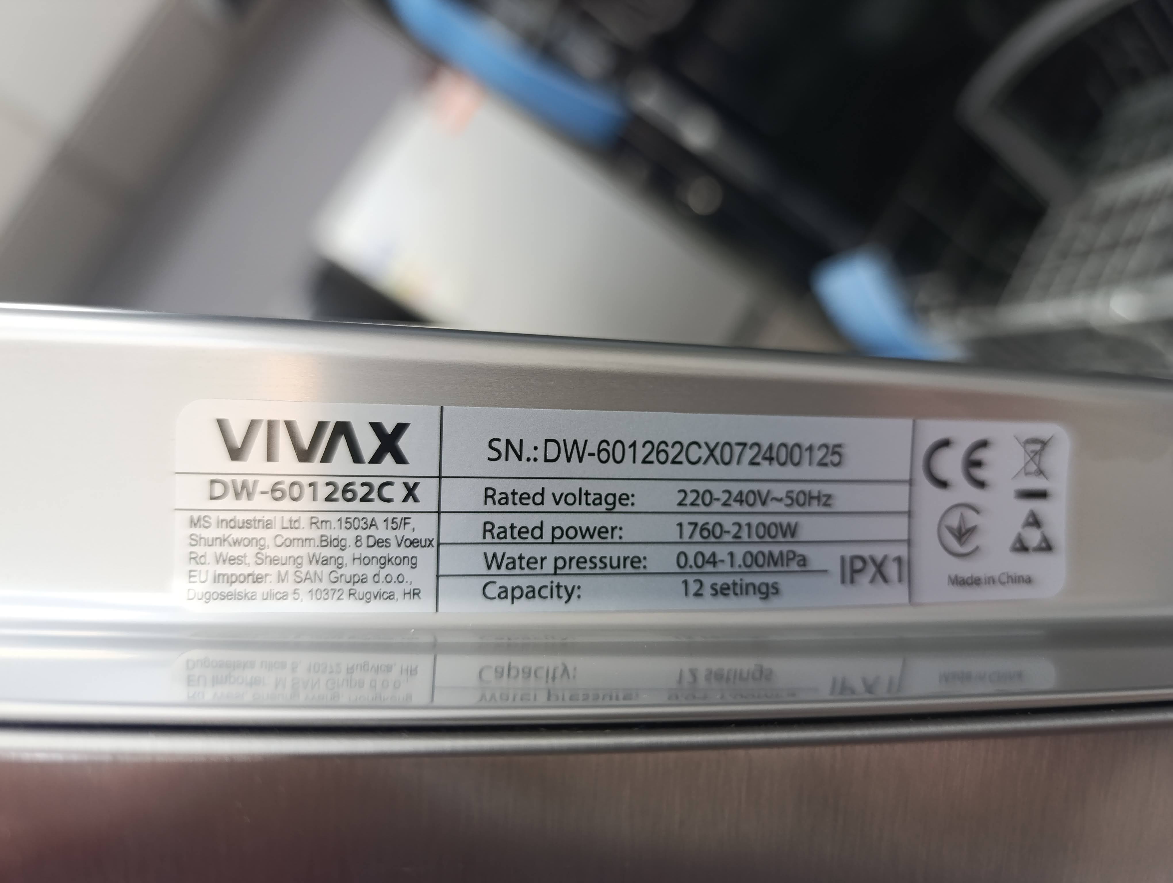 Sudo mašina Vivax DW-601262C X, 60cm