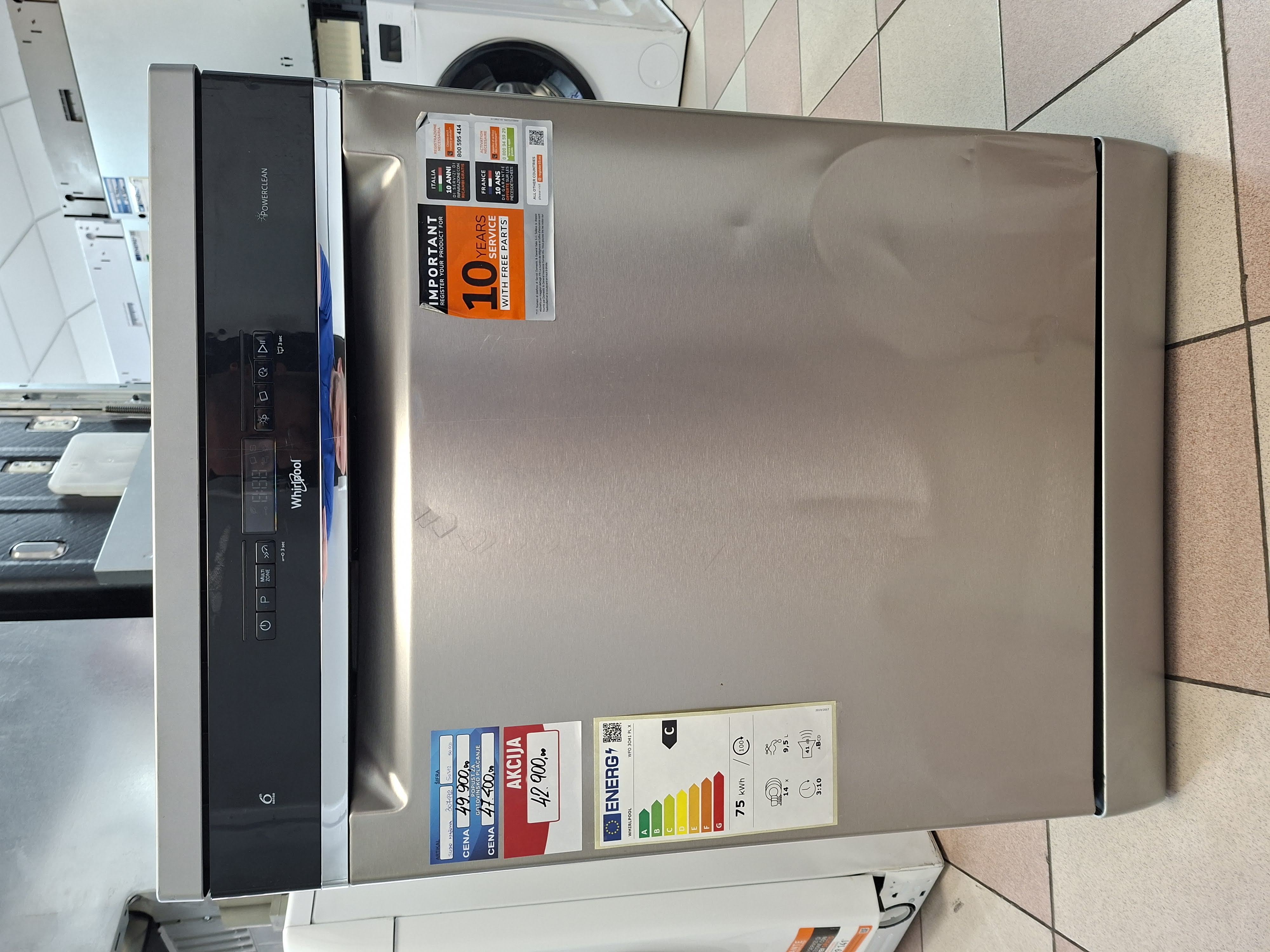 Sudo mašina Whirlpool WFO 3O41 PL X,  14kompleta