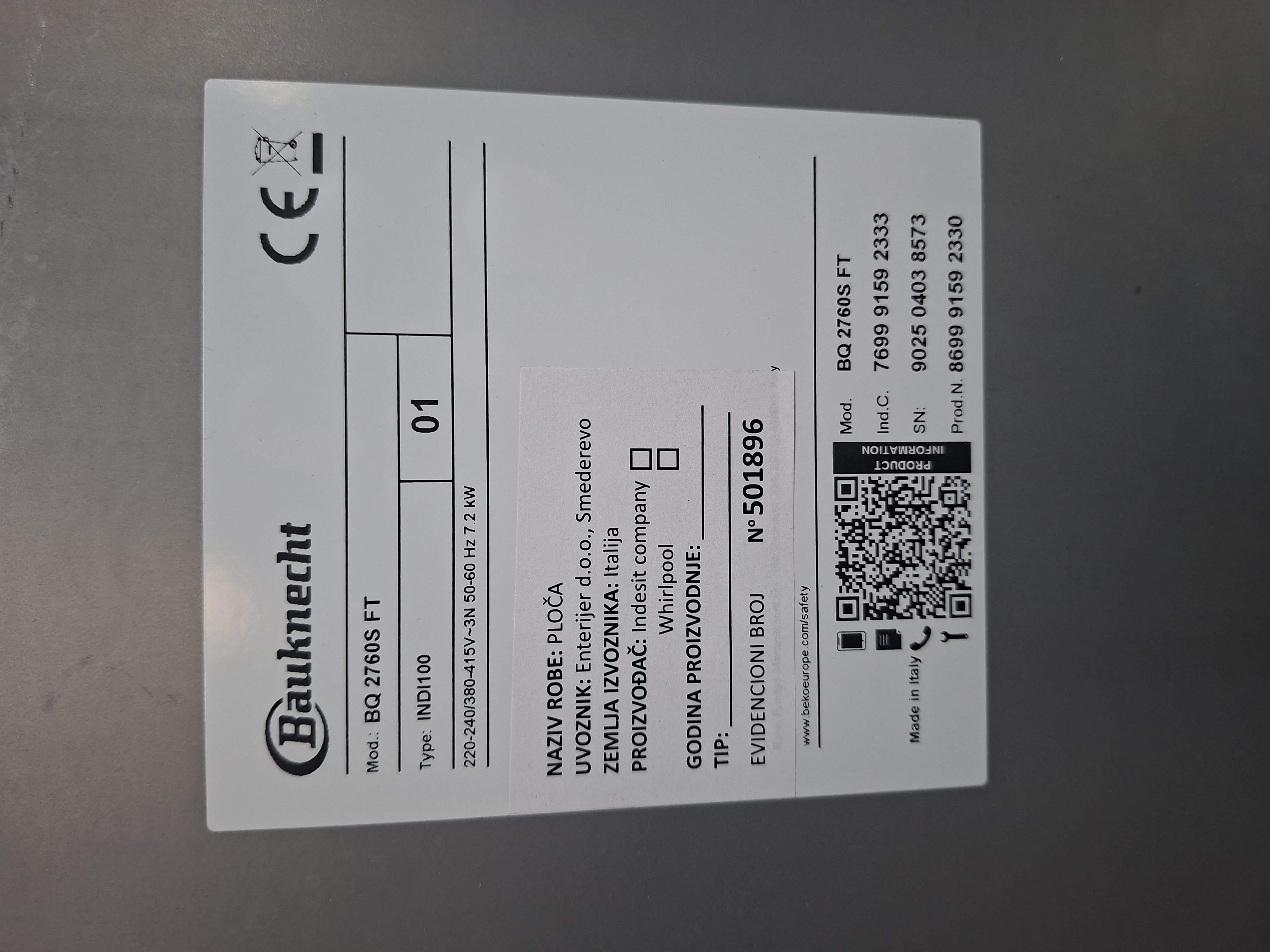 Ugradna indukciona ploča Bauknecht BQ 2760S FT