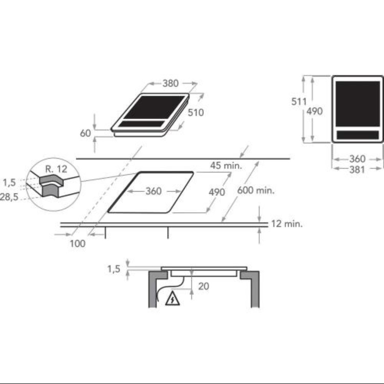 Ugradna indukciona ploča KitchenAid KHYD1 38510, 38 cm