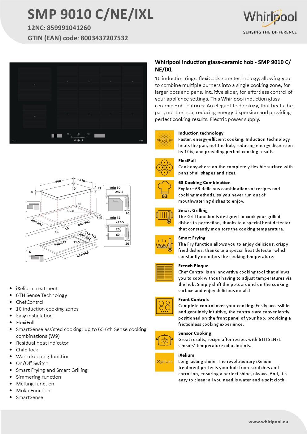 Ugradna indukciona Ploča Whirlpool SMF 778C/NE/IXL, Indukcija