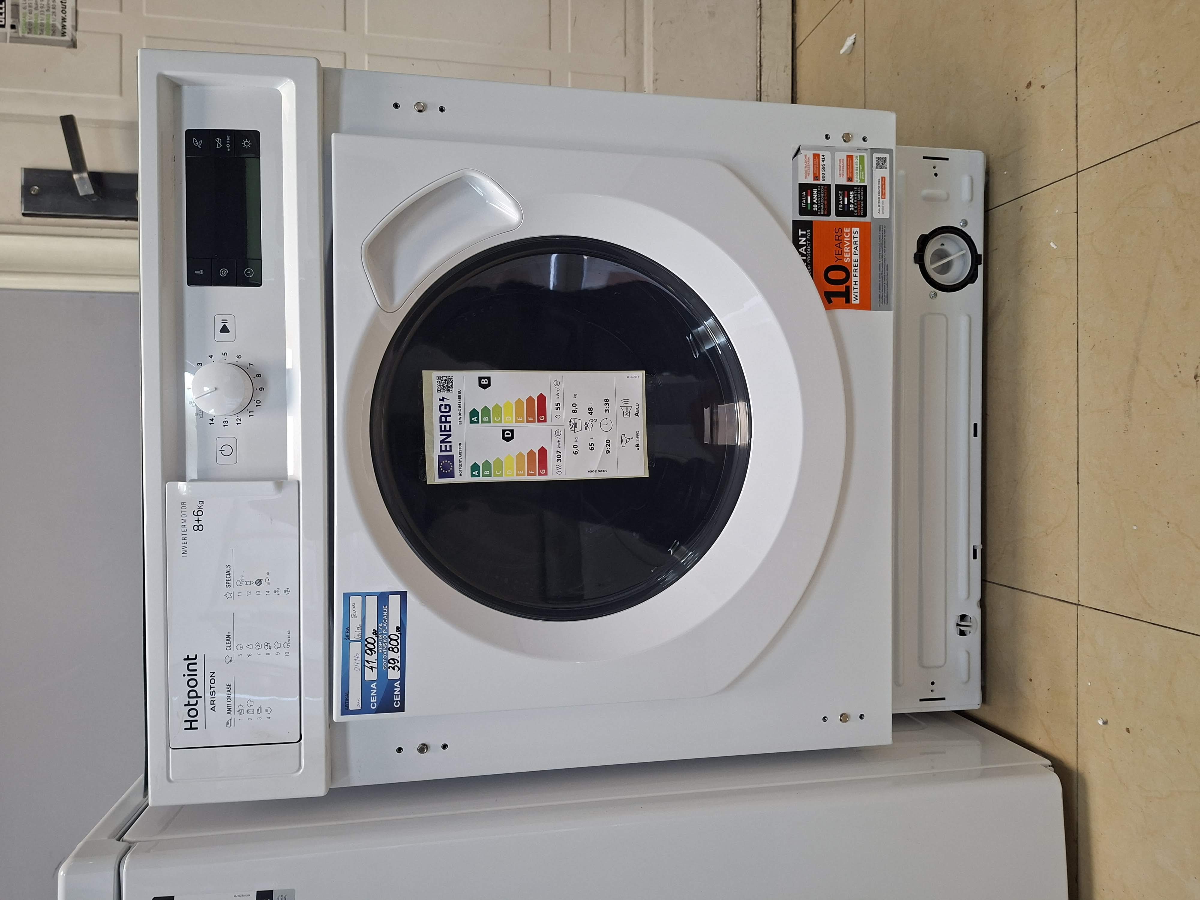 Ugradna mašina za pranje i sušenje Hotpoint  Ariston BI WDHG 861485 EU , 8+6 kg.