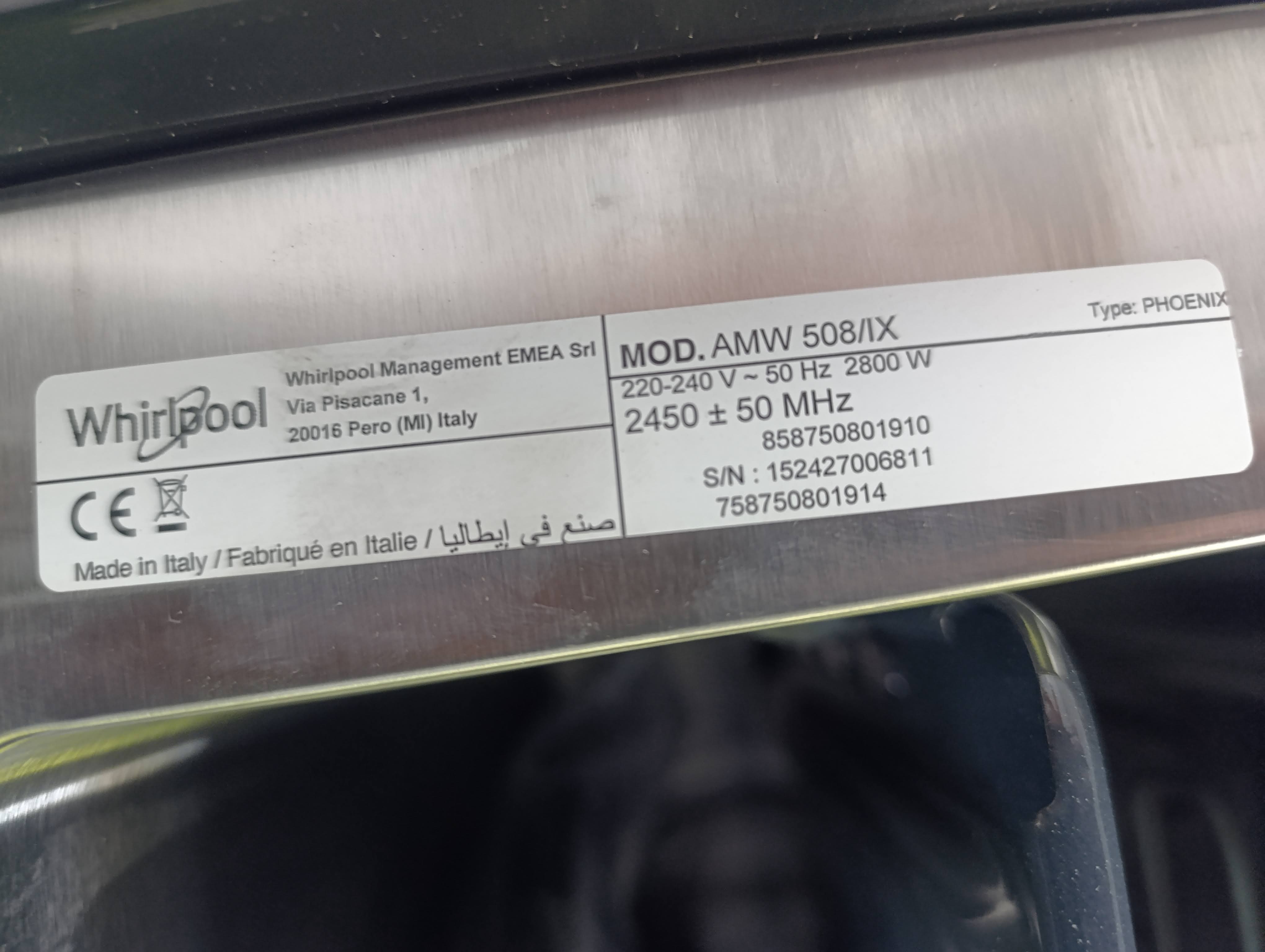 Ugradna mikrotalasna Whirlpool AMW 508/IX , 40l