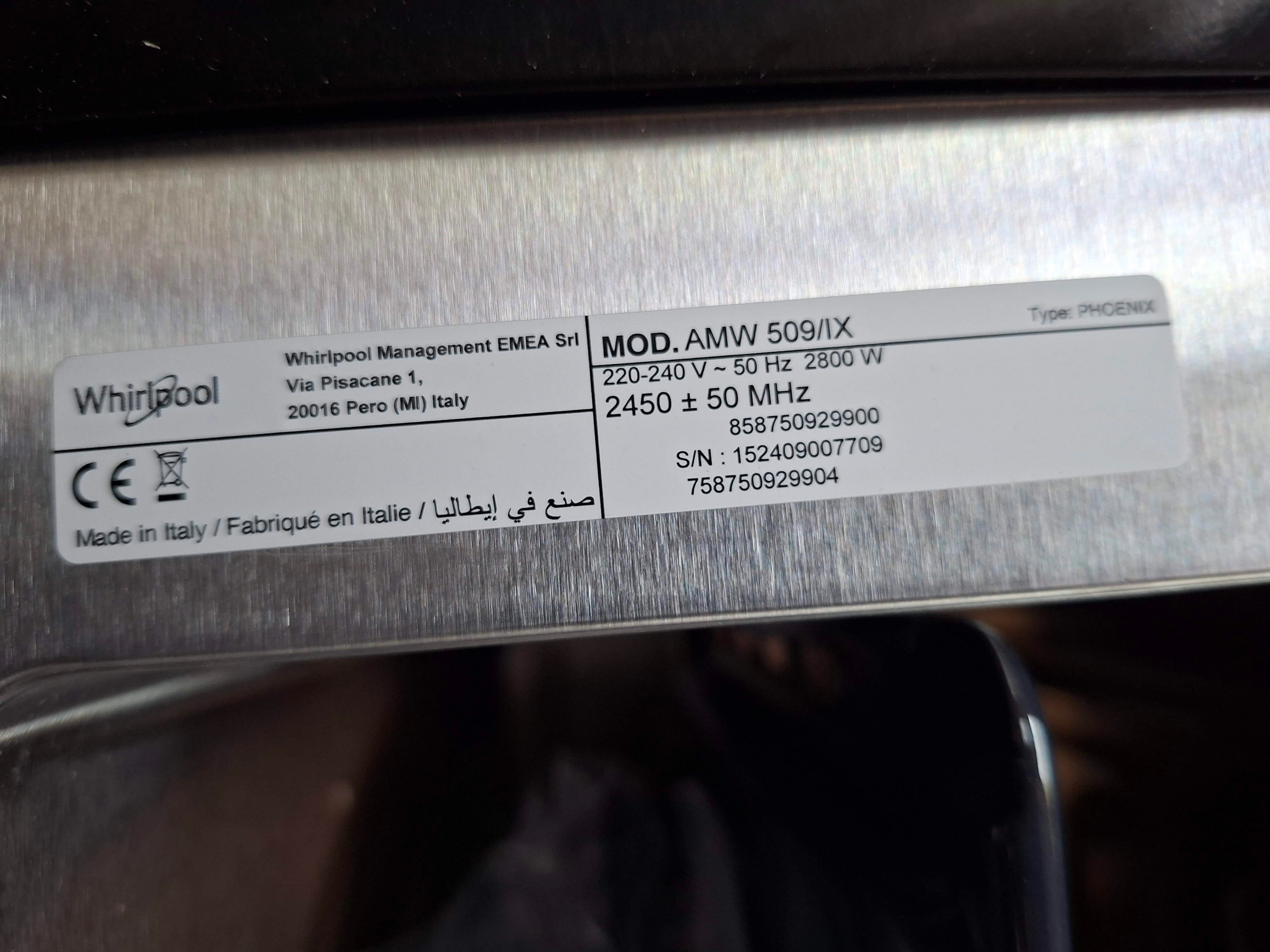 Ugradna mikrotalasna Whirlpool AMW 509/IX , 40l