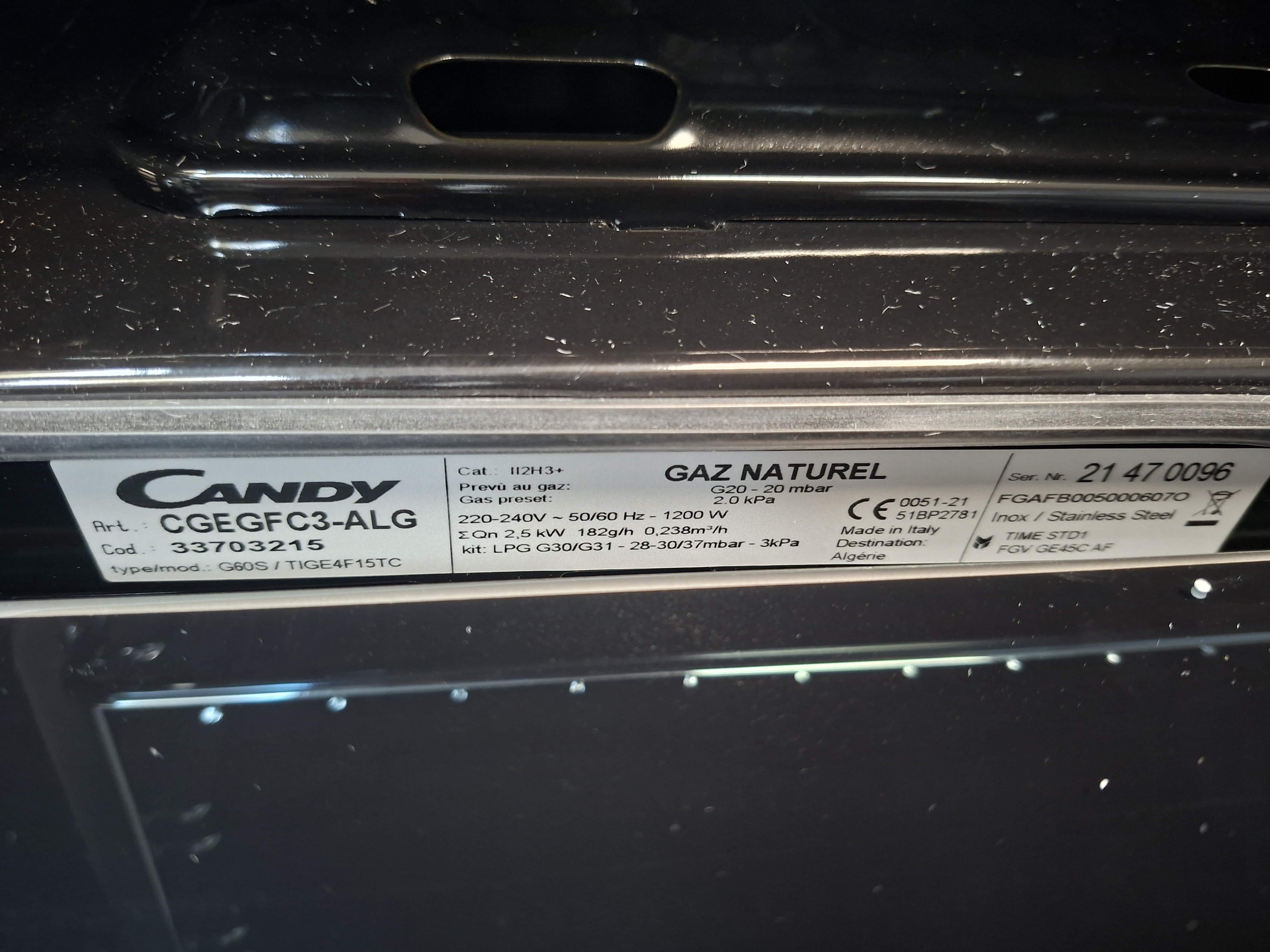 Ugradna plinska rerna Candy CGEGFC3-ALG