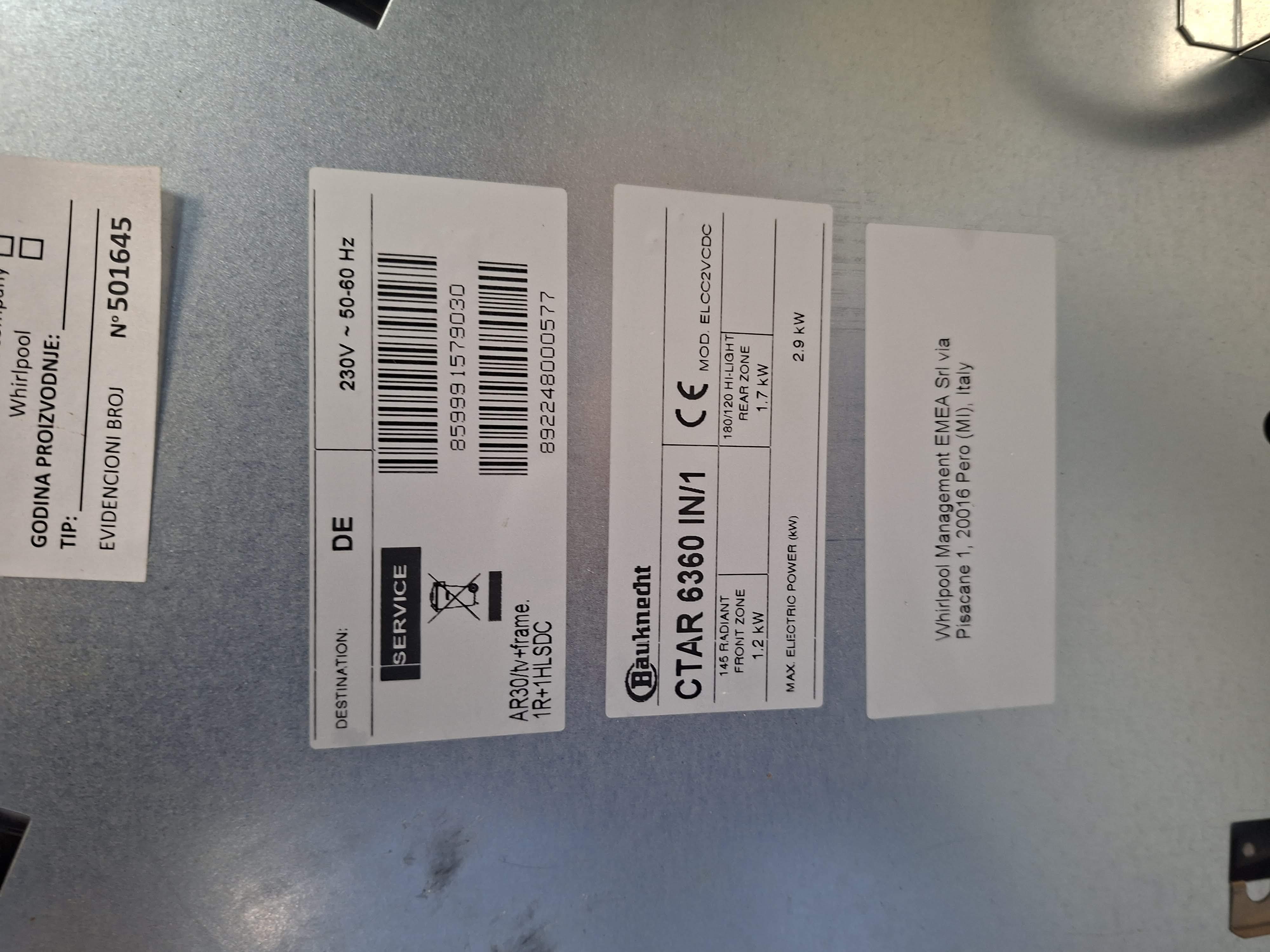 Ugradna ploča Bauknecht CTAR 6360 IN/1