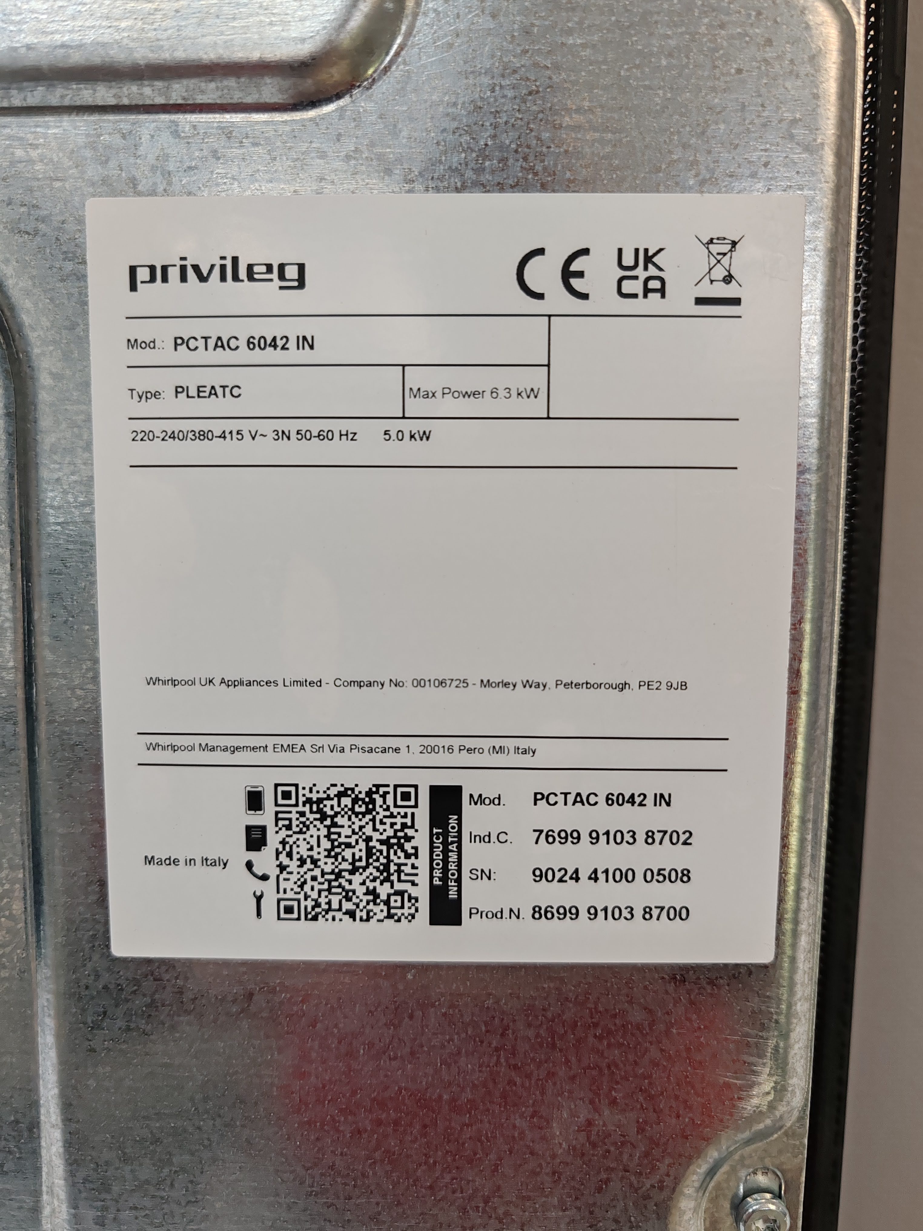 Ugradna ploča Privileg PCTAC 6042 IN