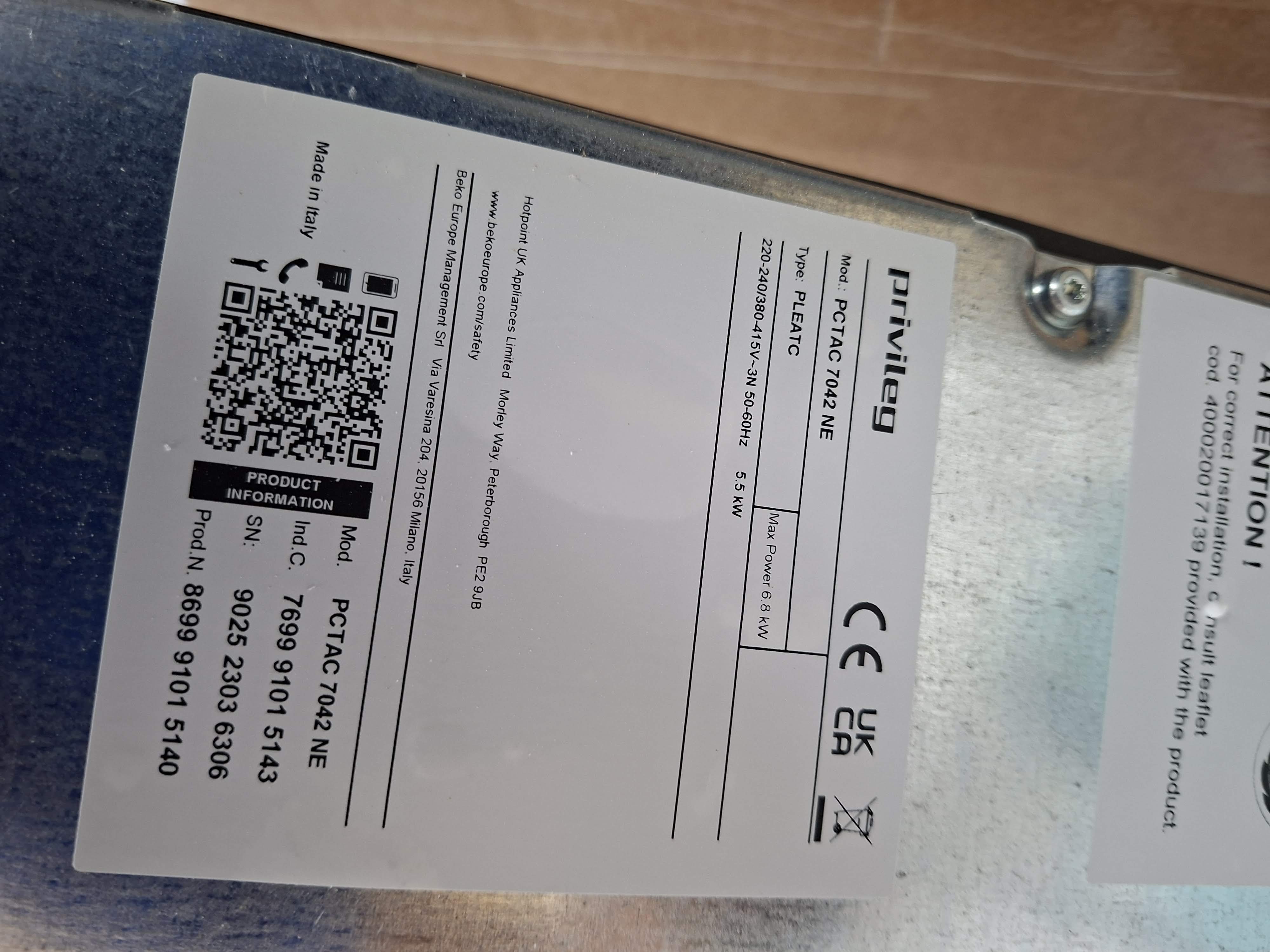 Ugradna ploča Privileg PCTAC 7042 NE , 77 cm.