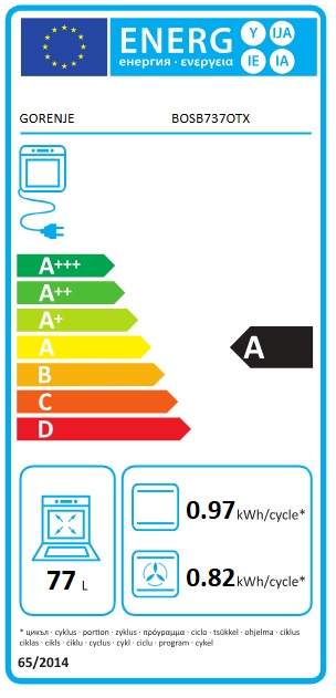 Ugradna rerna Gorenje BOSB737OTX (2) , 77L