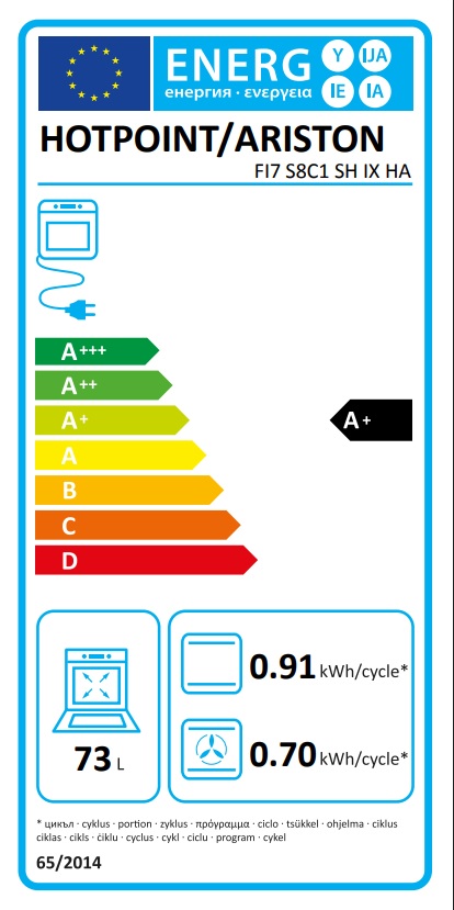 Ugradna Rerna Hotpoint Ariston FI7 S8C1 SH IX HA, 73L