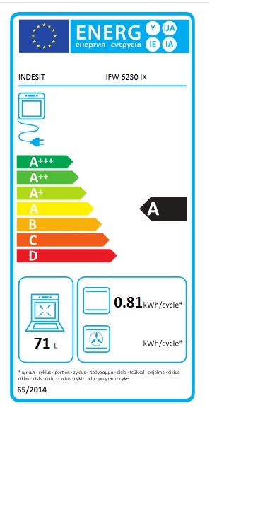 Ugradna rerna Indesit IFW 6230 IX  (2) , 71L