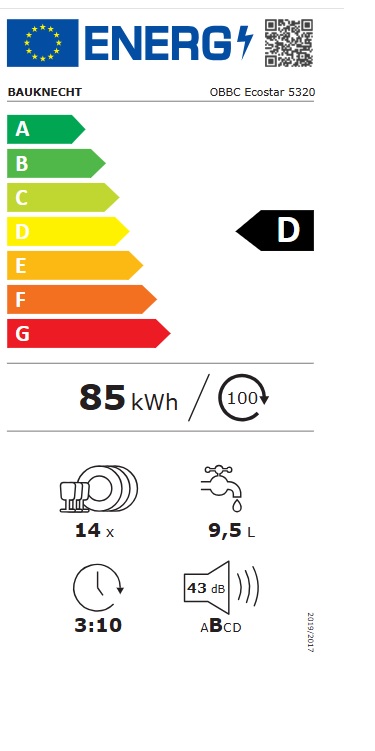 Ugradna sudo mašina Bauknecht OBBC Eco Star 5320, 14 kompleta