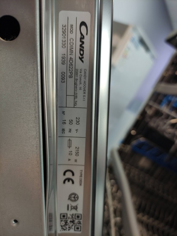 Ugradna Sudo mašina Candy CDIMN 4D622 PB, 16 kompleta