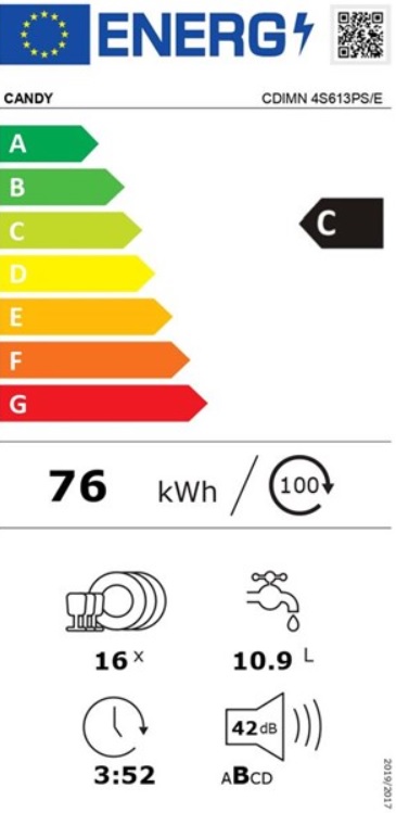 Ugradna Sudo mašina Candy CDIMN 4S613PS (2) , 16 kompleta