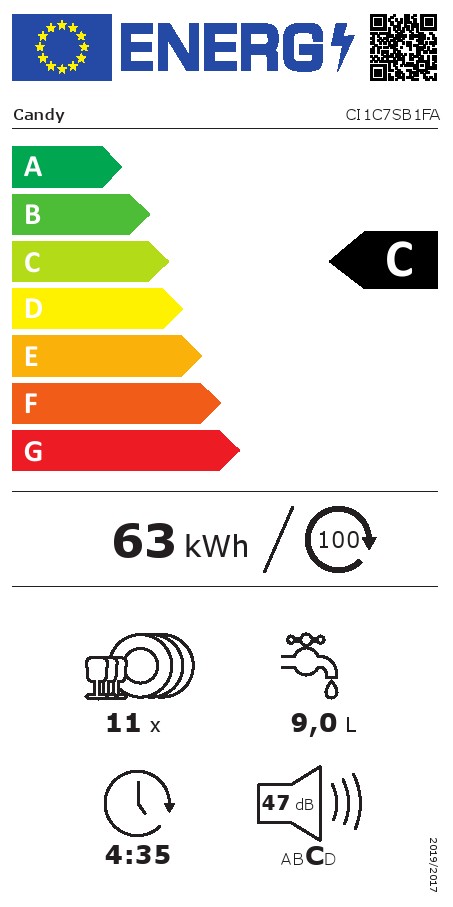 Ugradna Sudo mašina Candy  CI1C7SB1FA , 11 kompleta.