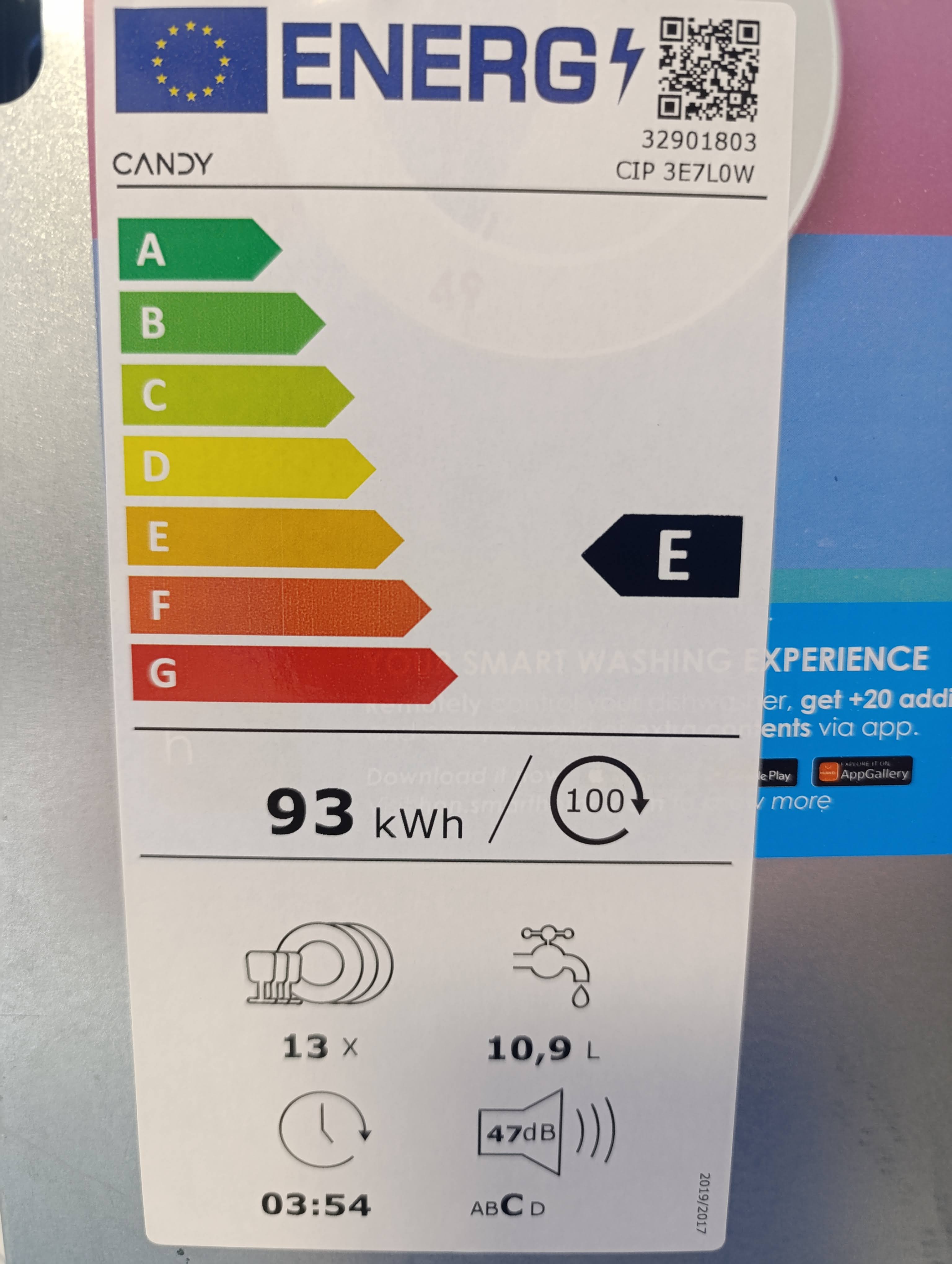 Ugradna Sudo mašina Candy CIP 3E7L0W , 13 kompleta