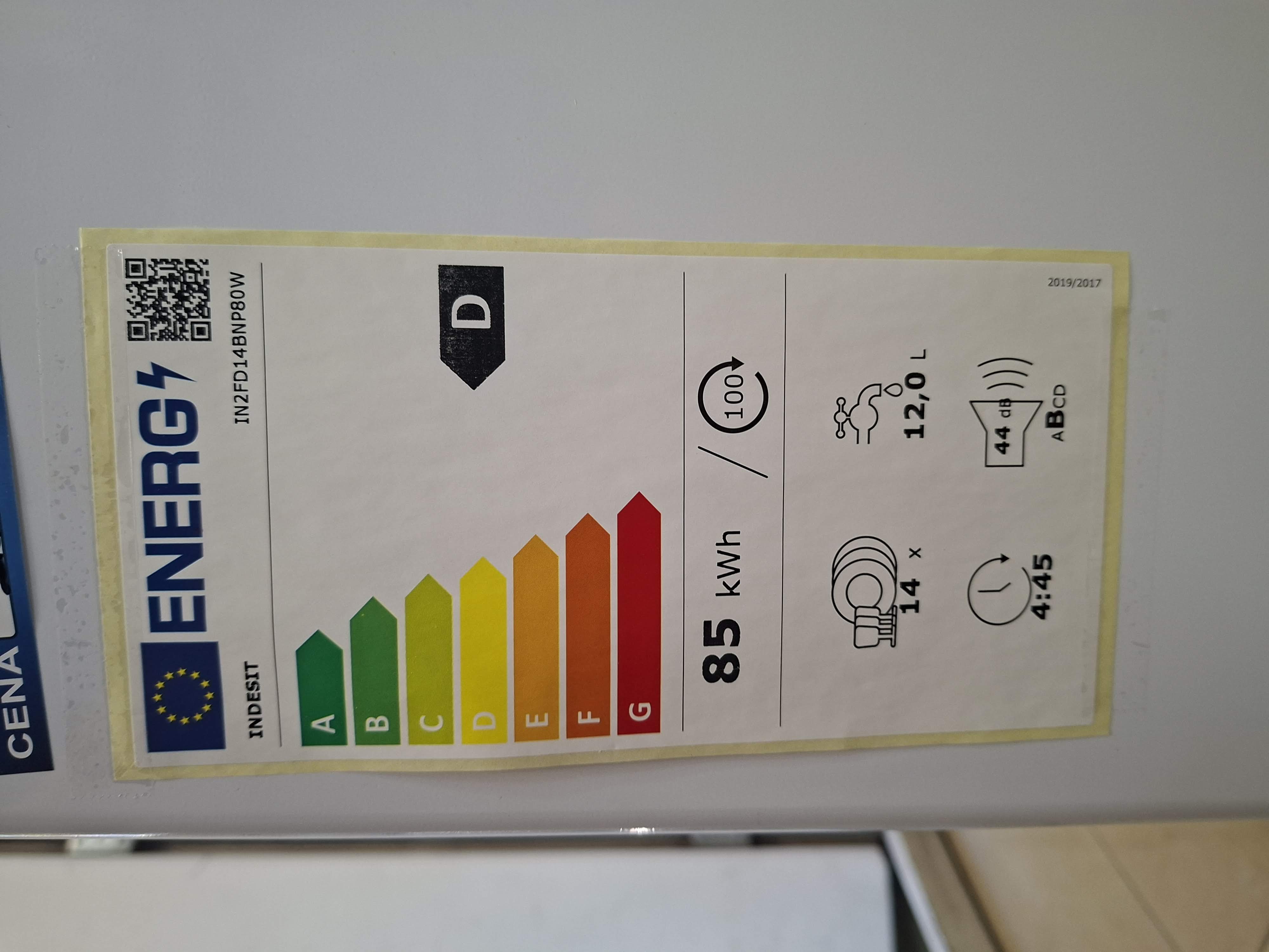 Ugradna sudo mašina Indesit IN2FD14BNP80W, 14 kompleta