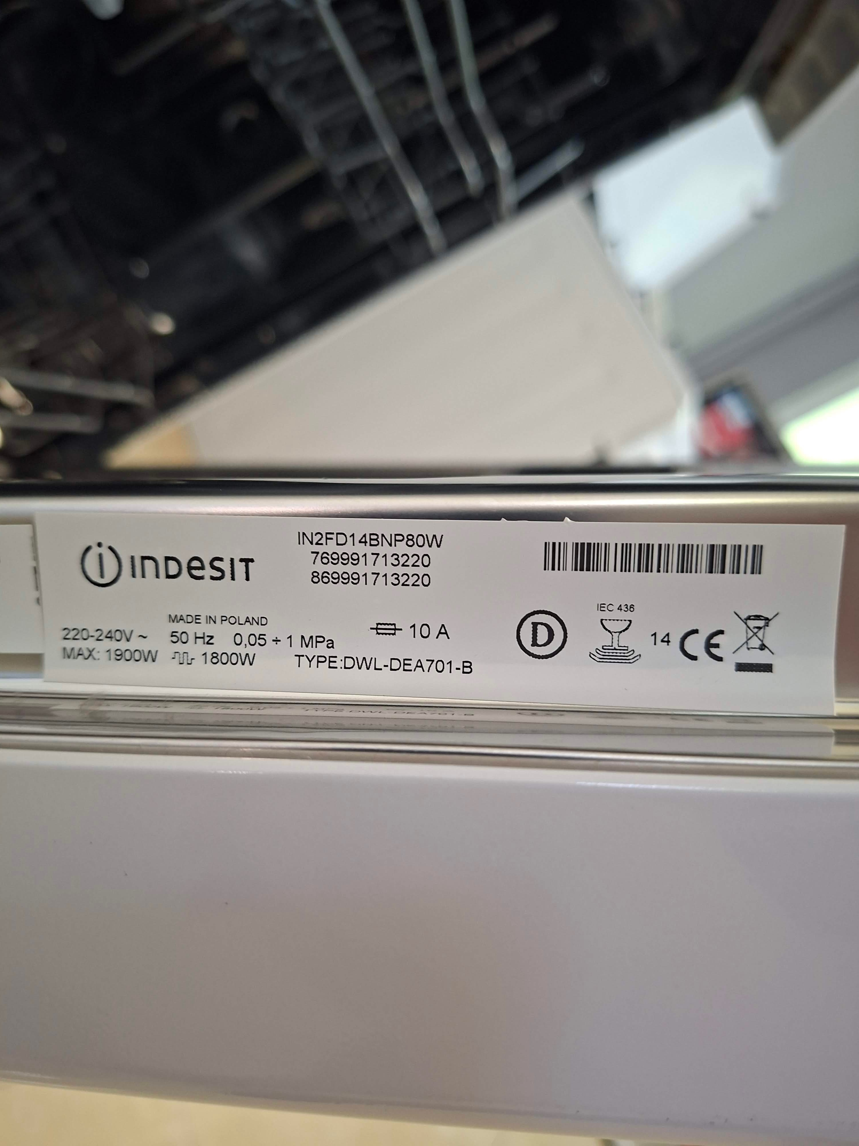 Ugradna sudo mašina Indesit IN2FD14BNP80W, 14 kompleta