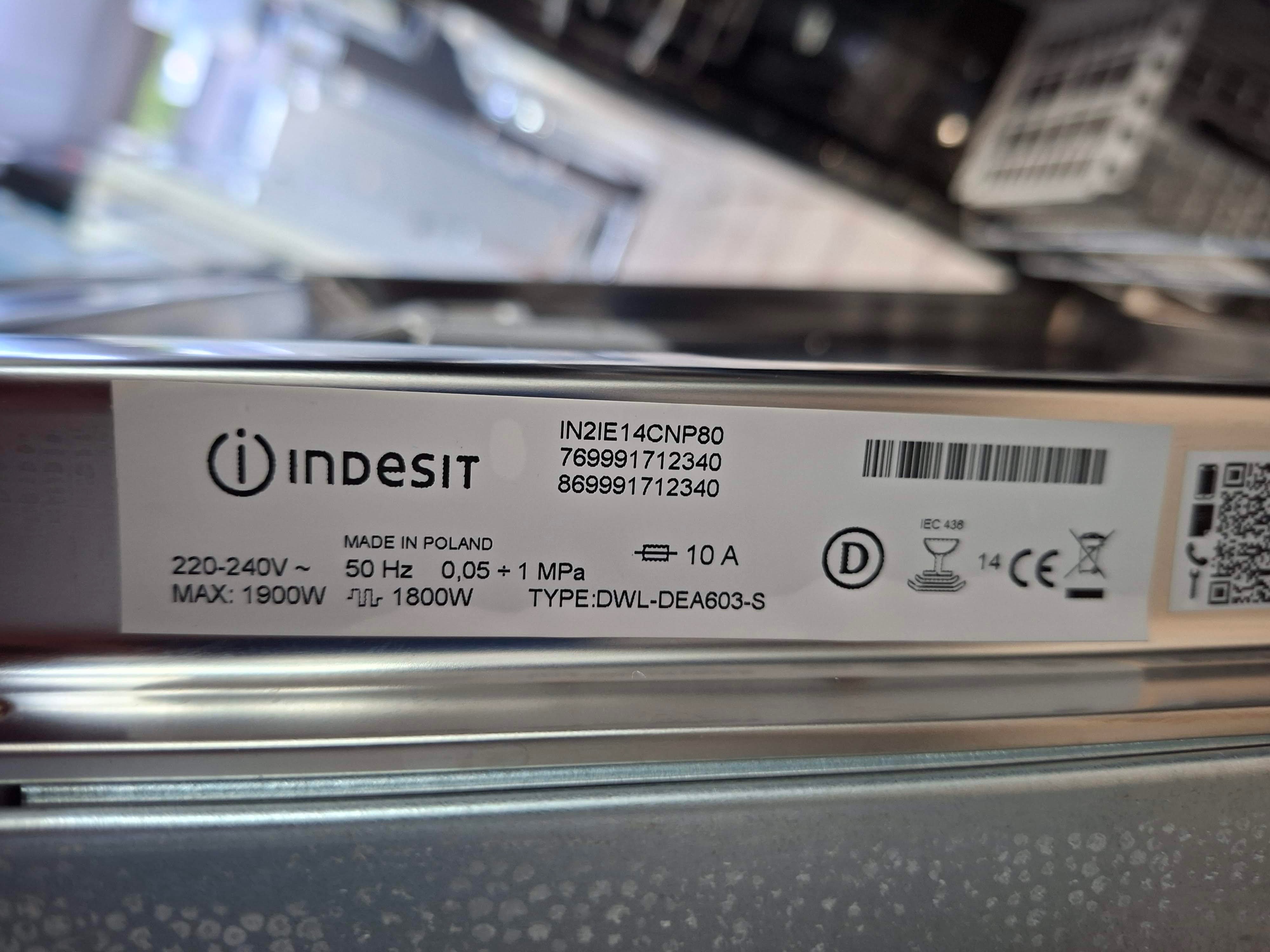 Ugradna Sudo mašina Indesit IN2IE14CNP80 ,  14 kompleta